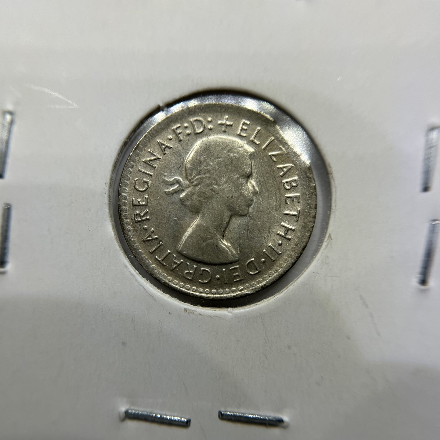 1961 Threepence Error Coin - Clipped Planchet Rim Bite - Silver Elizabeth II