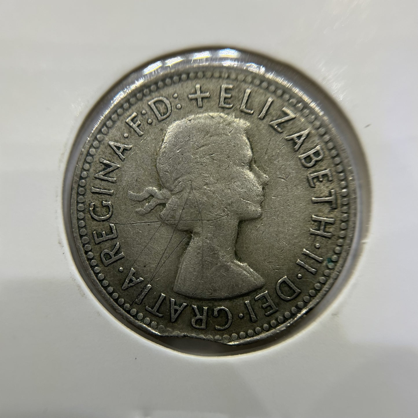 1960 Shilling Error Coin - Clipped Planchet Rim Bite - Silver Elizabeth II