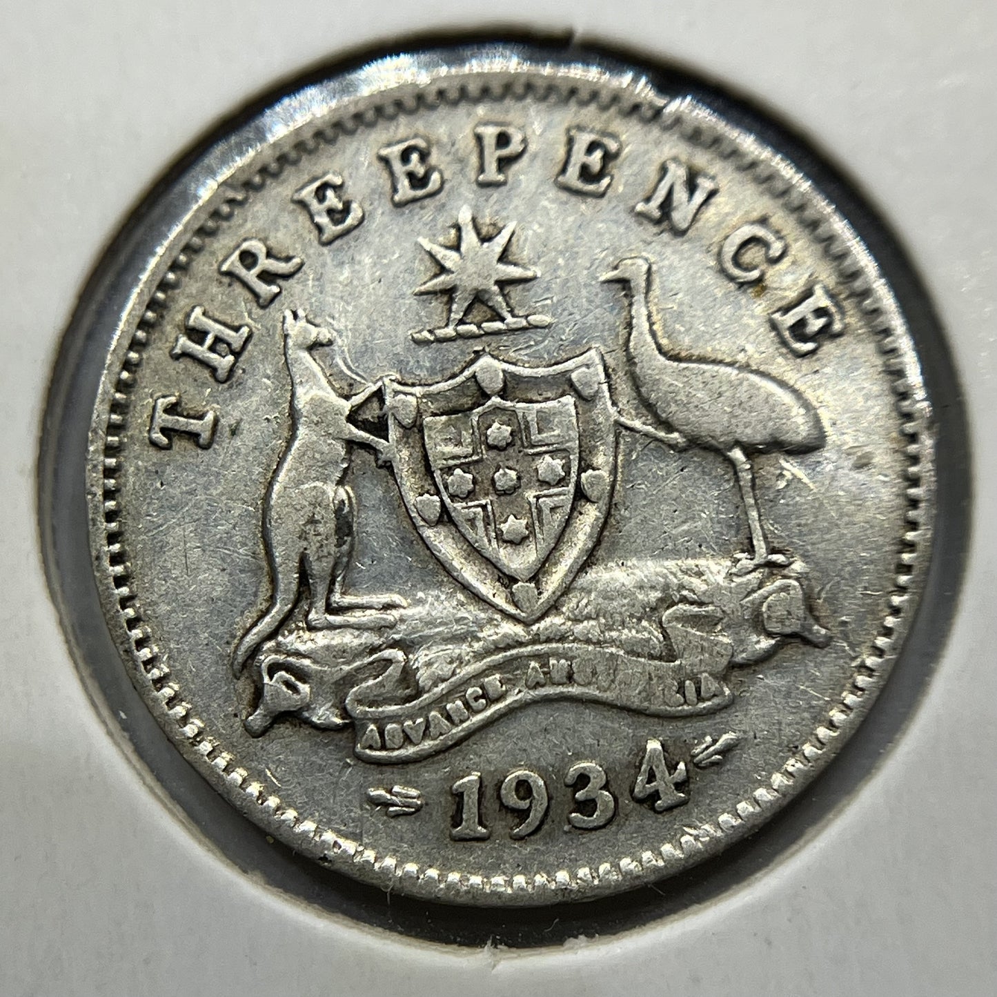 1934/33 Threepence Error Coin - Very Good - George V Overdate Scarce Silver