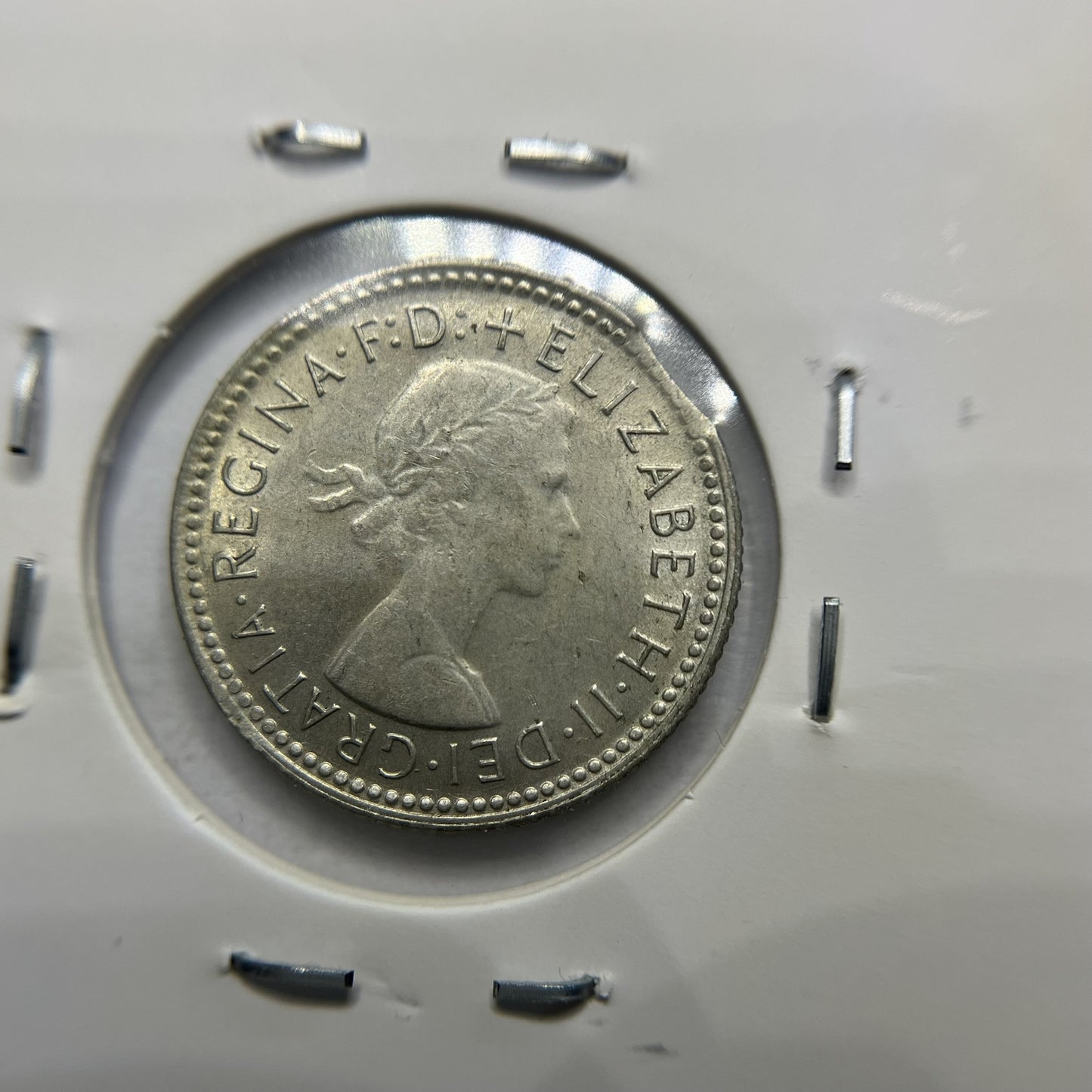 1962 Sixpence Error Coin - Clipped Planchet Rim Bite - Silver Elizabeth II