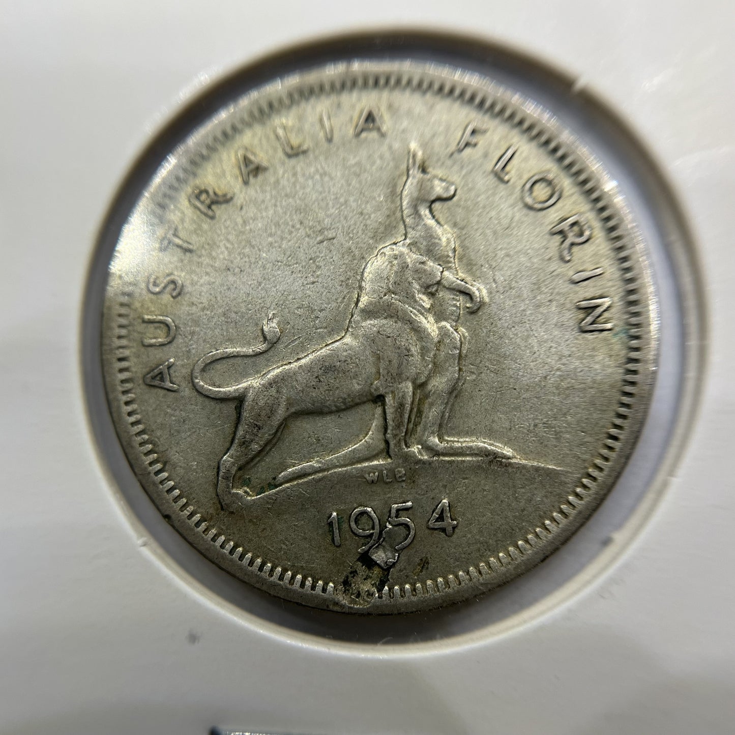 1954 Florin Error Coin - Planchet Flaw - Royal Visit Scarce Elizabeth II Silver