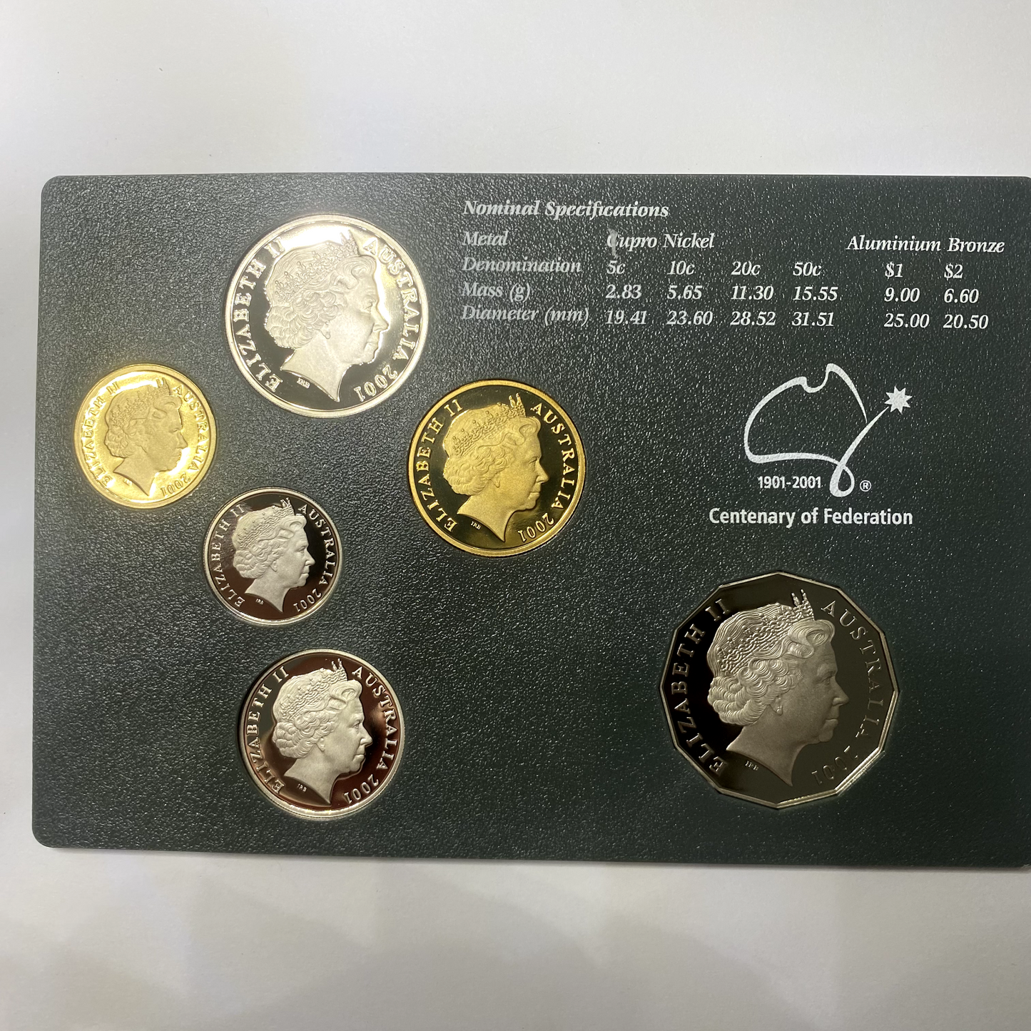 2001 Twenty 20 Cent Coin - Ex Proof Set - Elizabeth II in 2x2