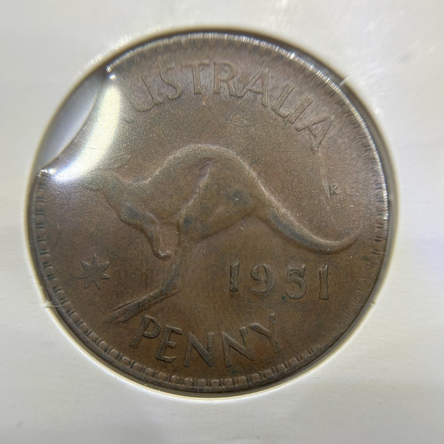 1951 Penny Error Coin - Clipped Planchet Rim Bite - Predecimal George VI