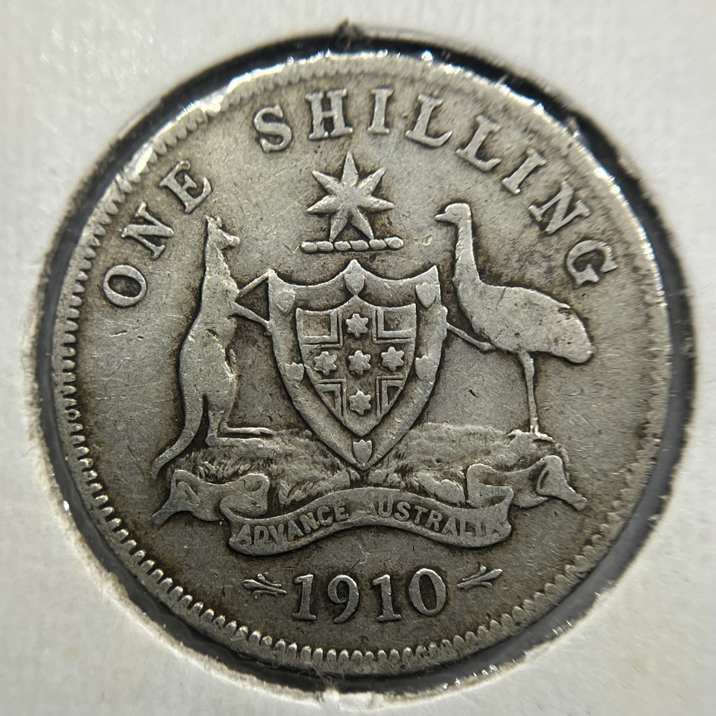 1910 Shilling Coin - almost Fine - Edward VII Silver Predecimal First Year