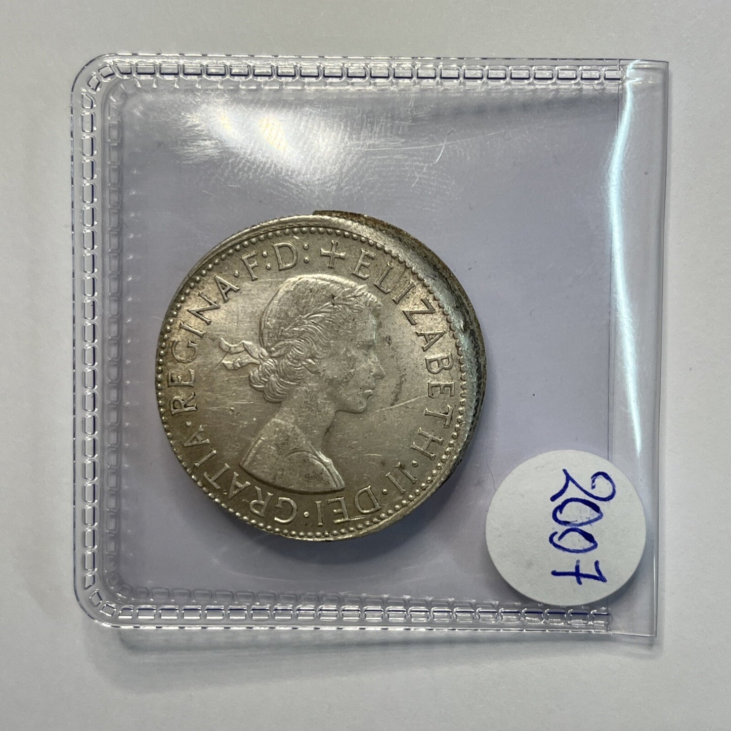 1961 Florin Coin - Off Centre Misstrike Error HUGE LIP Struck out of Collar