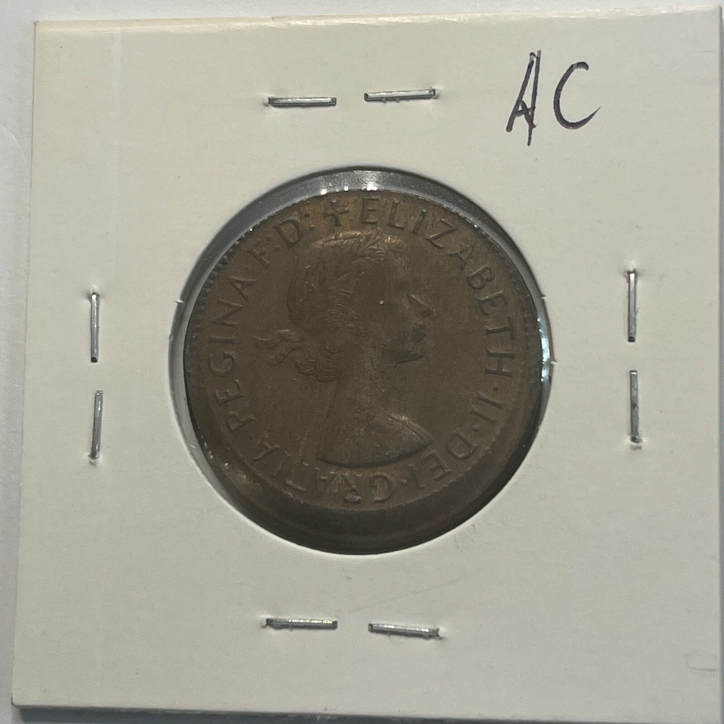 1964 Half Penny Coin - Off Centre Misstrike Error Lip - Scarce Predecimal Collar