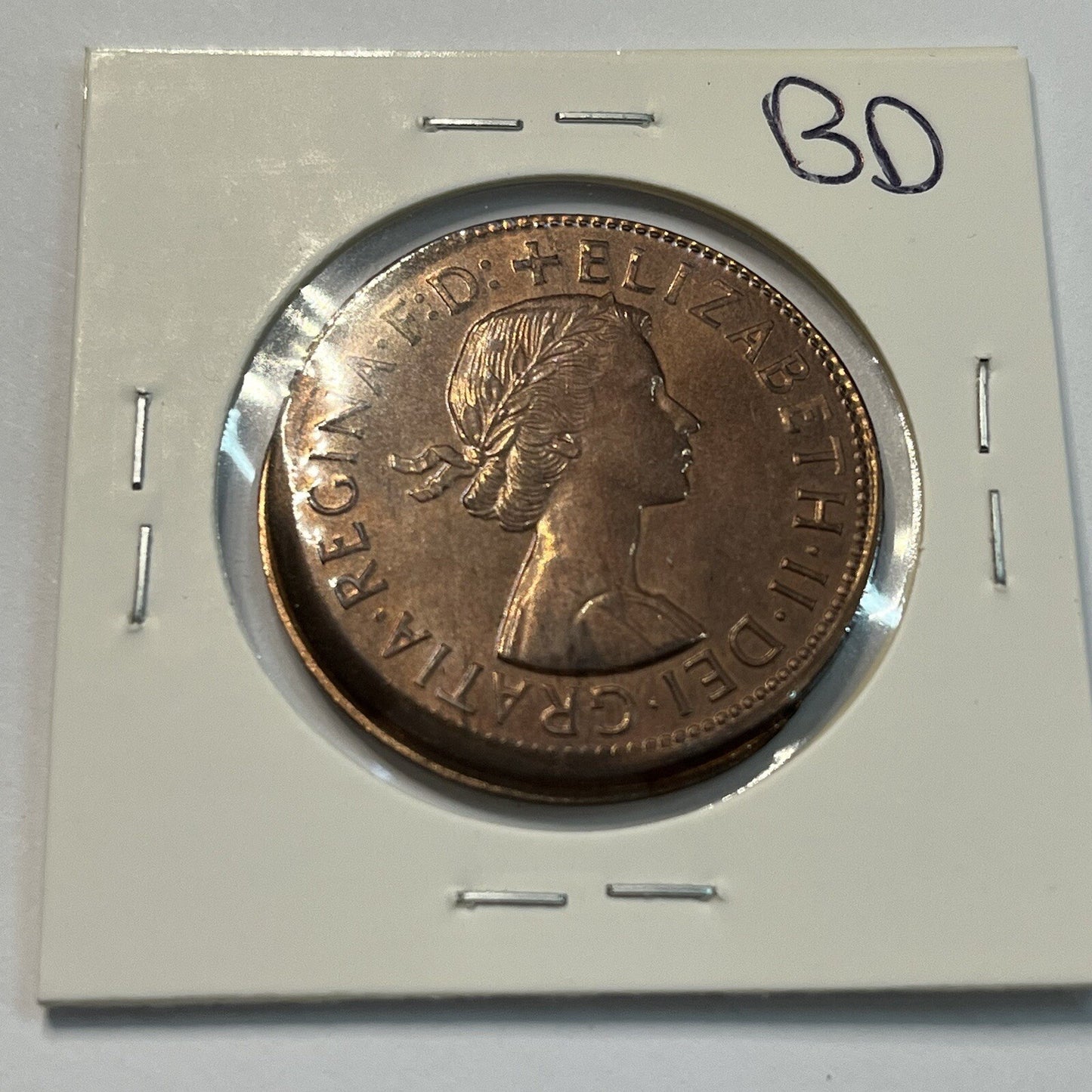 1964 Penny Coin - Struck Out of Collar Misstrike Error Large Lip - Predecimal