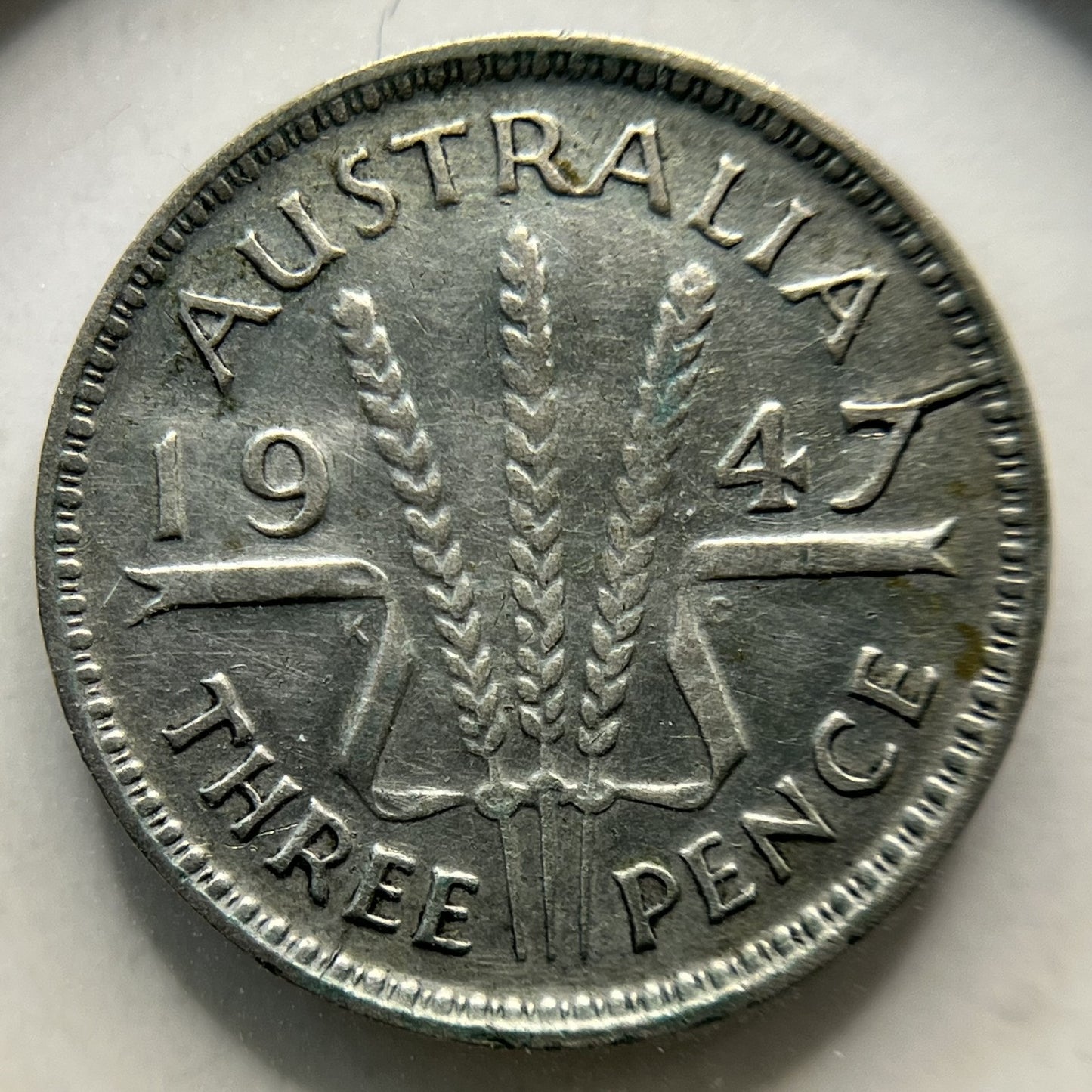 1947 Threepence Error Coin - Die Crack on 7 - Silver George VI Predecimal