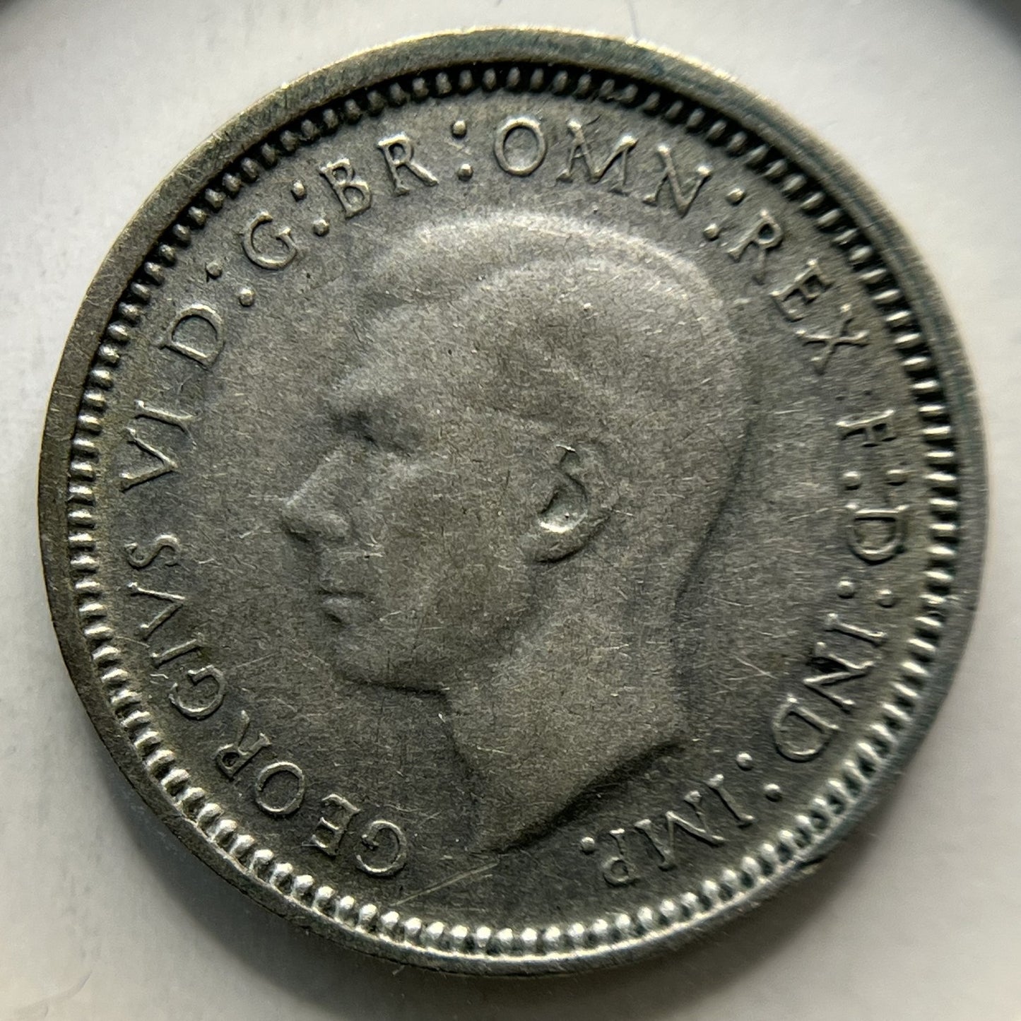 1947 Threepence Error Coin - Die Crack on 7 - Silver George VI Predecimal