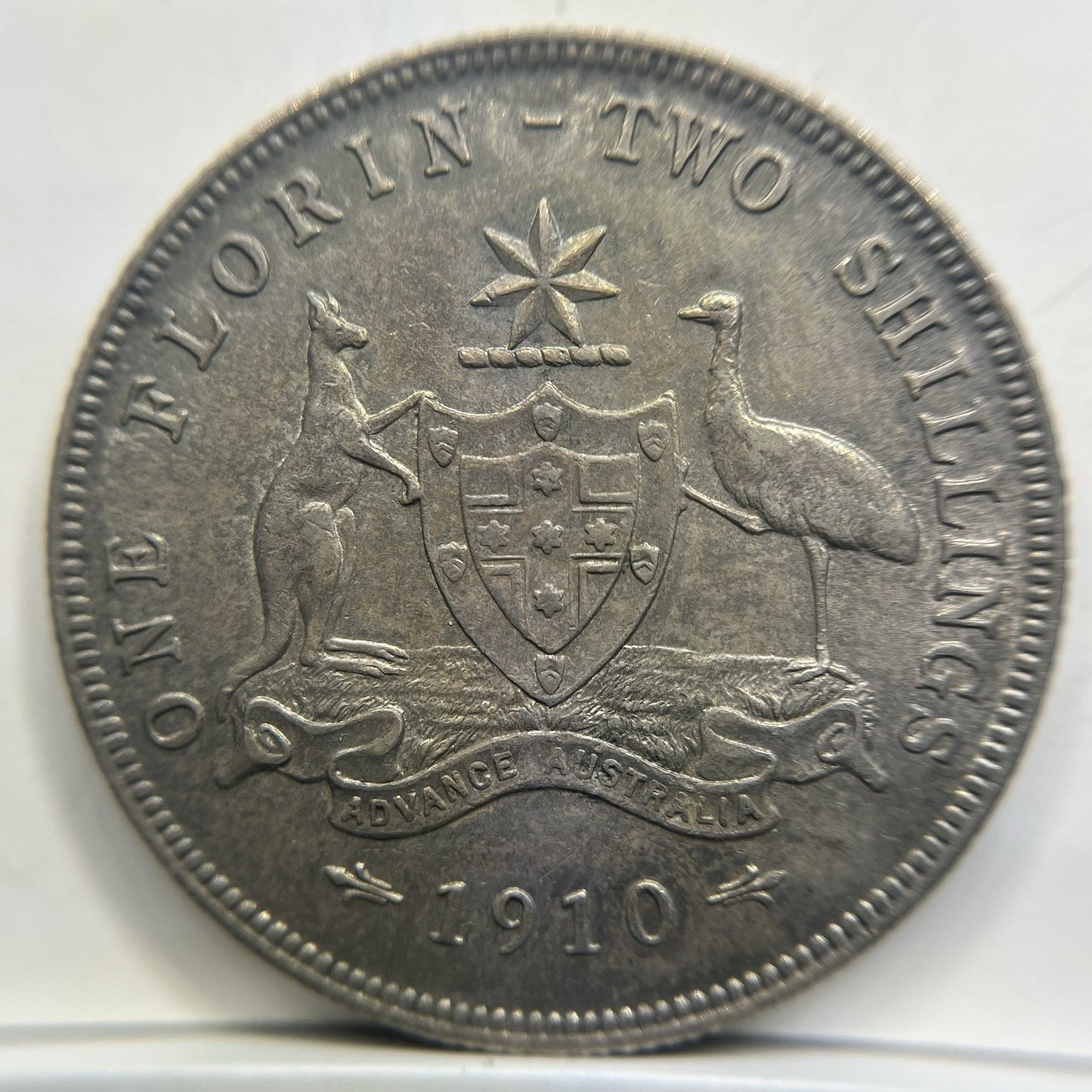1910 Florin Coin - Uncirculated Toned - CV$3250 Edward VII Silver Predecimal
