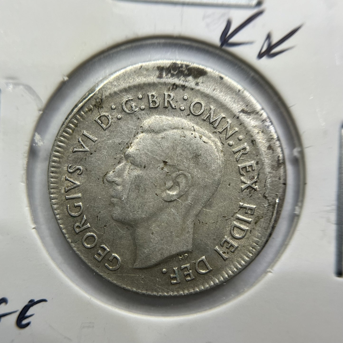 1951 Sixpence Error Coin - Broadstrike Off Centre Lip - Silver Predecimal