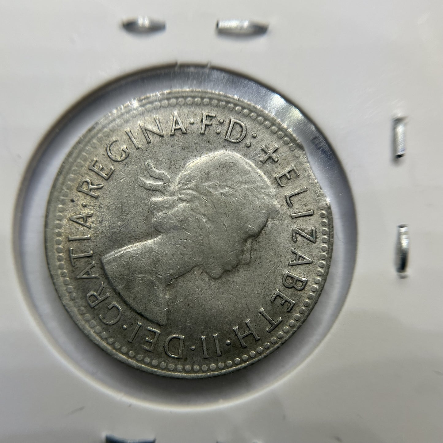1961 Shilling Error Coin - Clipped Planchet Rim Bite - Silver Elizabeth II