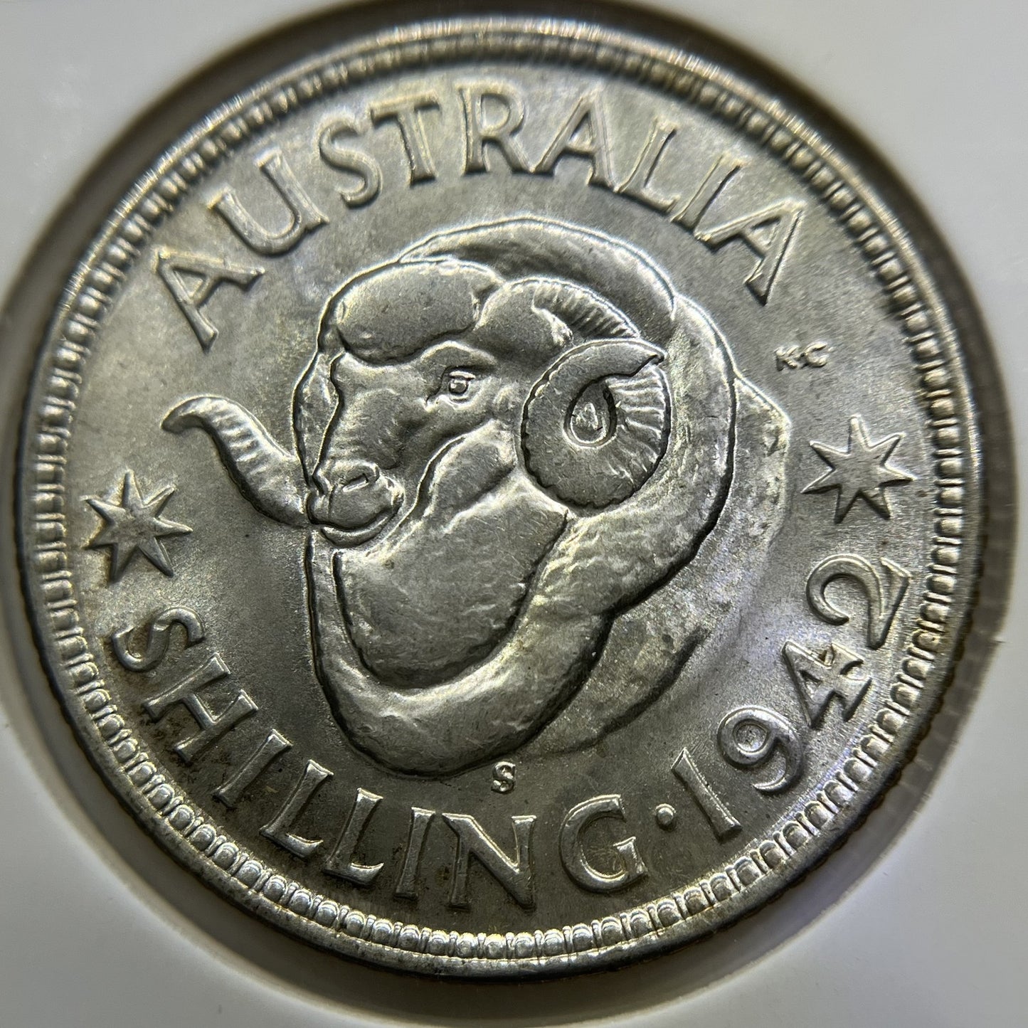 1942 Shilling Coin - Choice Uncirculated Lustre - CV$200 George VI Silver