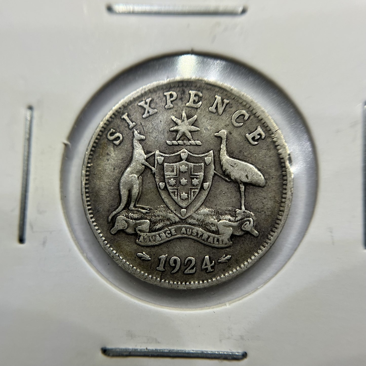 1924 Sixpence Coin - Fine - George V Silver Predecimal Australian
