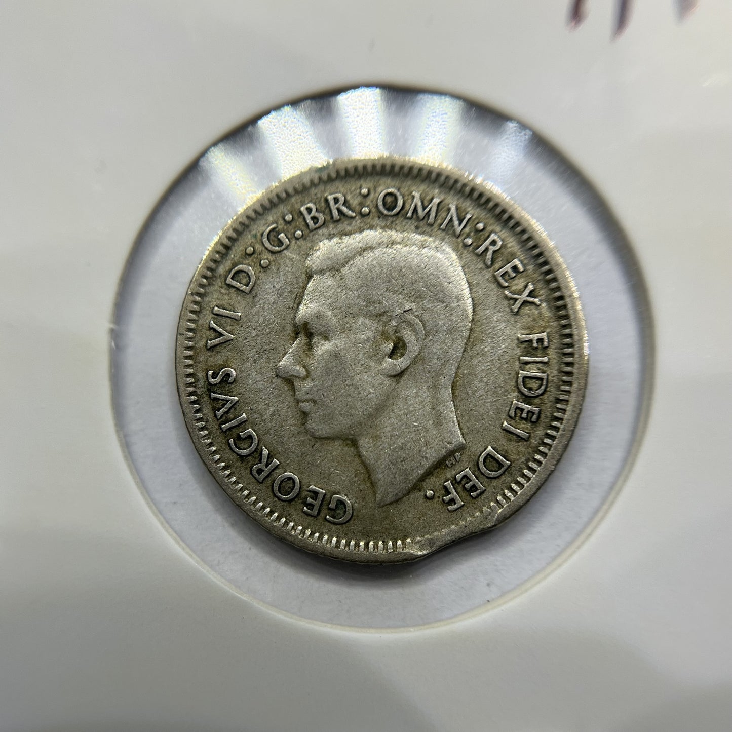 1951 Sixpence Error Coin - Clipped Planchet Rim Bite - Silver George VI