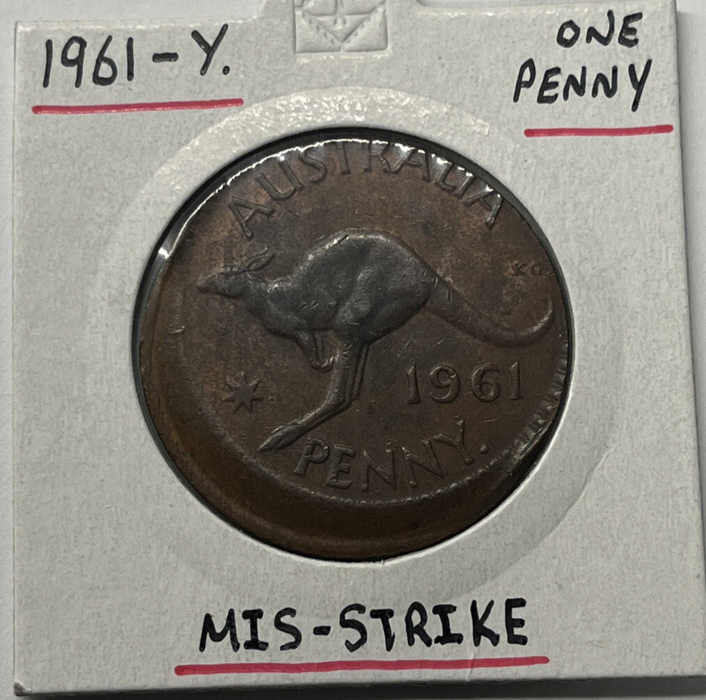 1961 Y. Penny Error Coin - Broadstrike in Choice Uncirculated Grade - Mis-strike