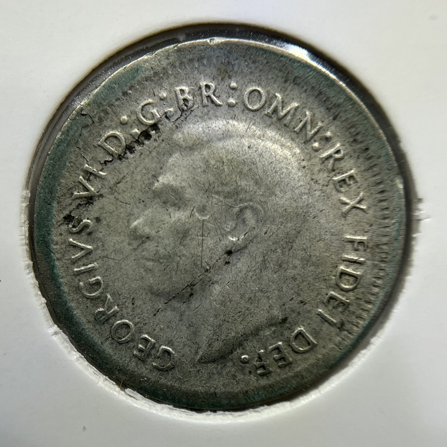 1952 Threepence Error Coin - Broad Strike Misstrike Fine - Silver George VI