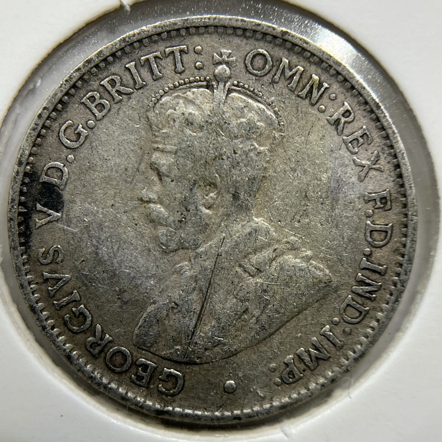 1917 Threepence Coin - Very Good Die Crack Error - George V Silver Predecimal