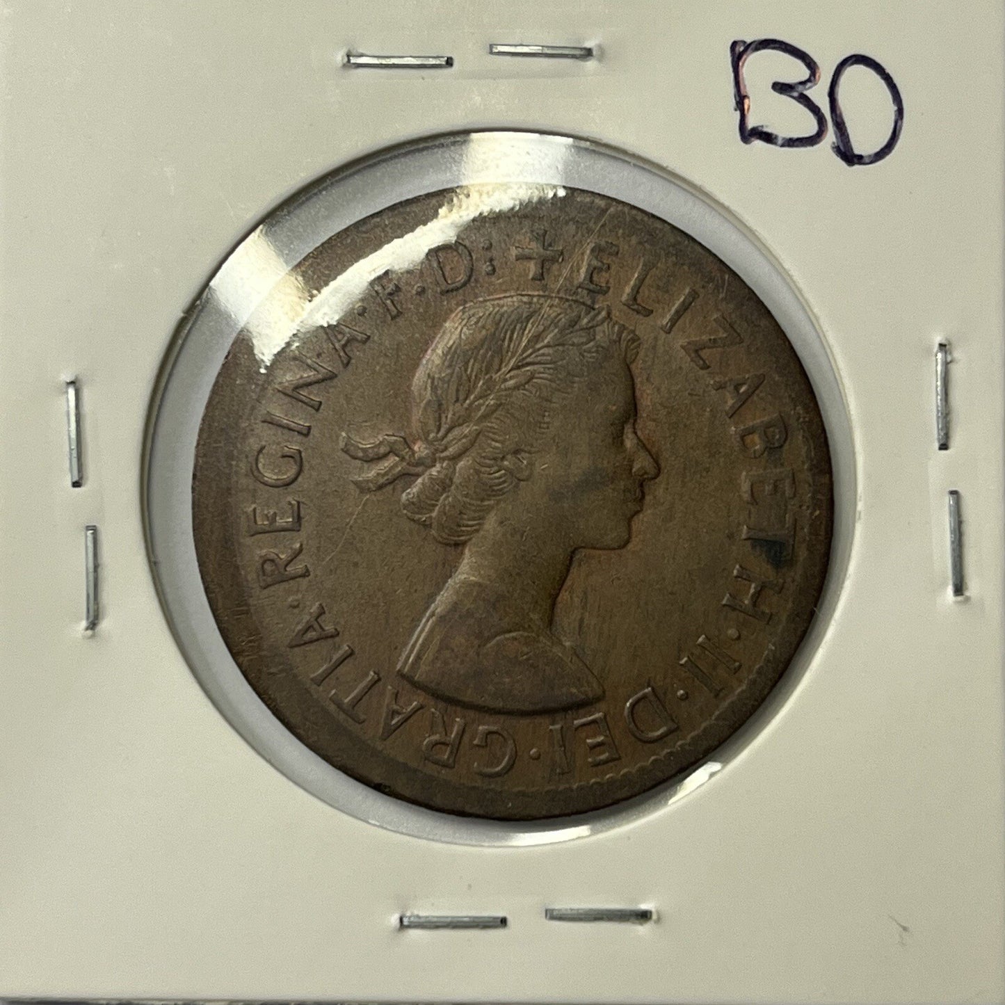 1964 Penny Coin - BroadStrike Misstrike Large Error - Scarce Predecimal Collar