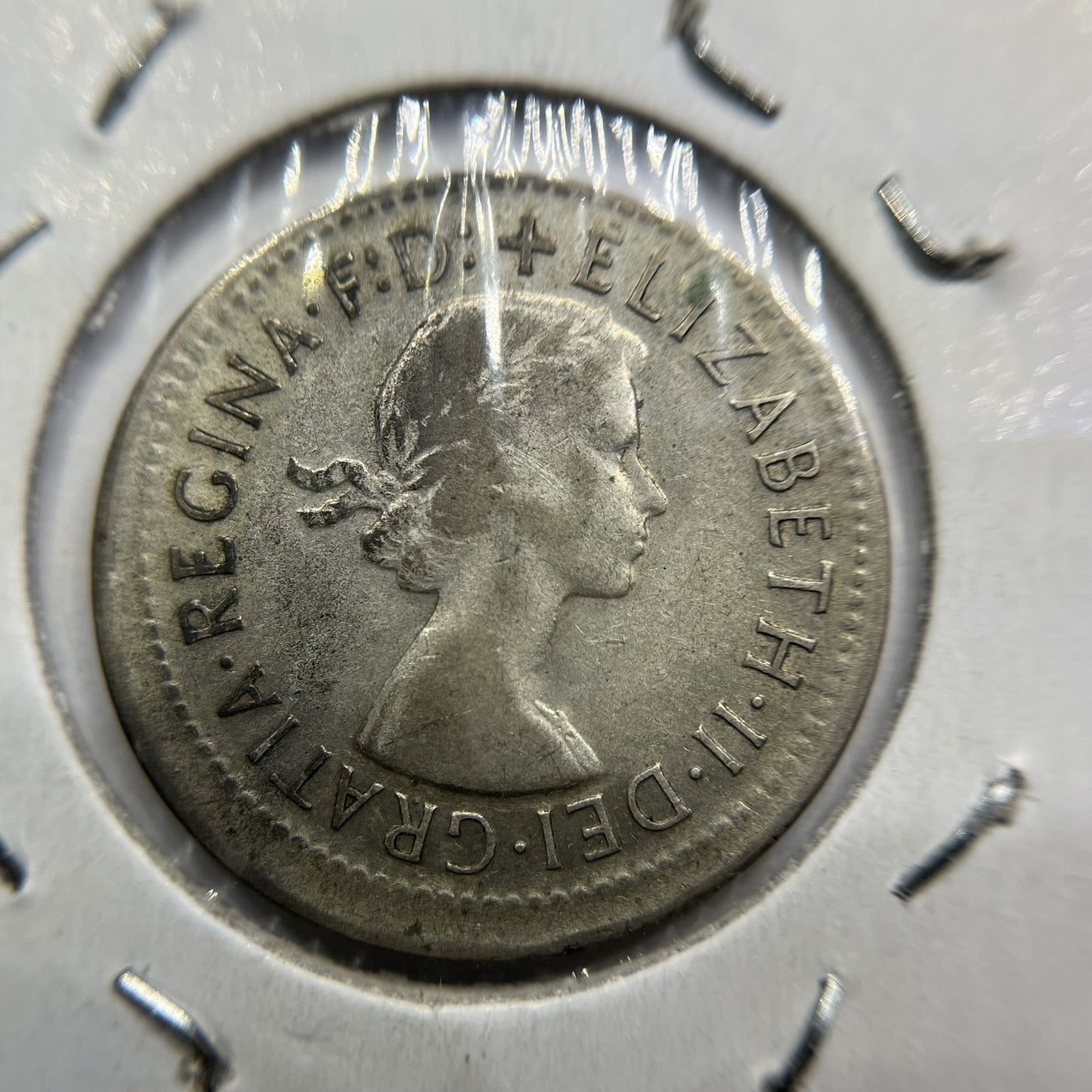 1955 Shilling Error Coin - Large BroadStrike Misstrike - Silver Predecimal