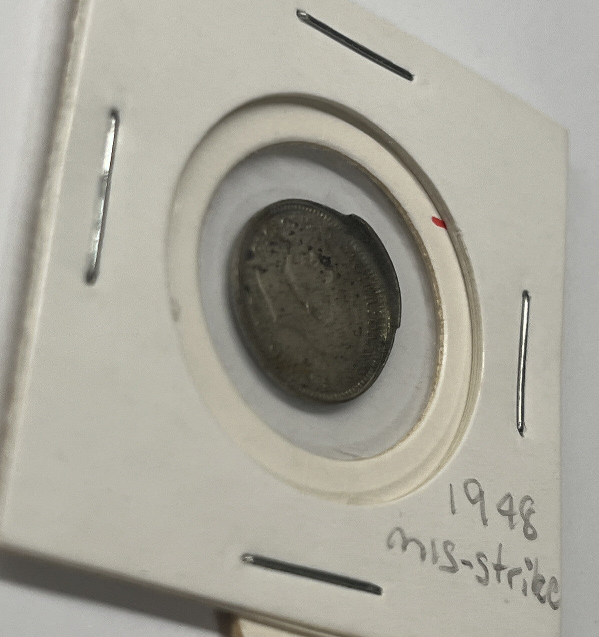 1948 Threepence Error Coin - Mis-strike Large Lip RARE - Silver Predecimal