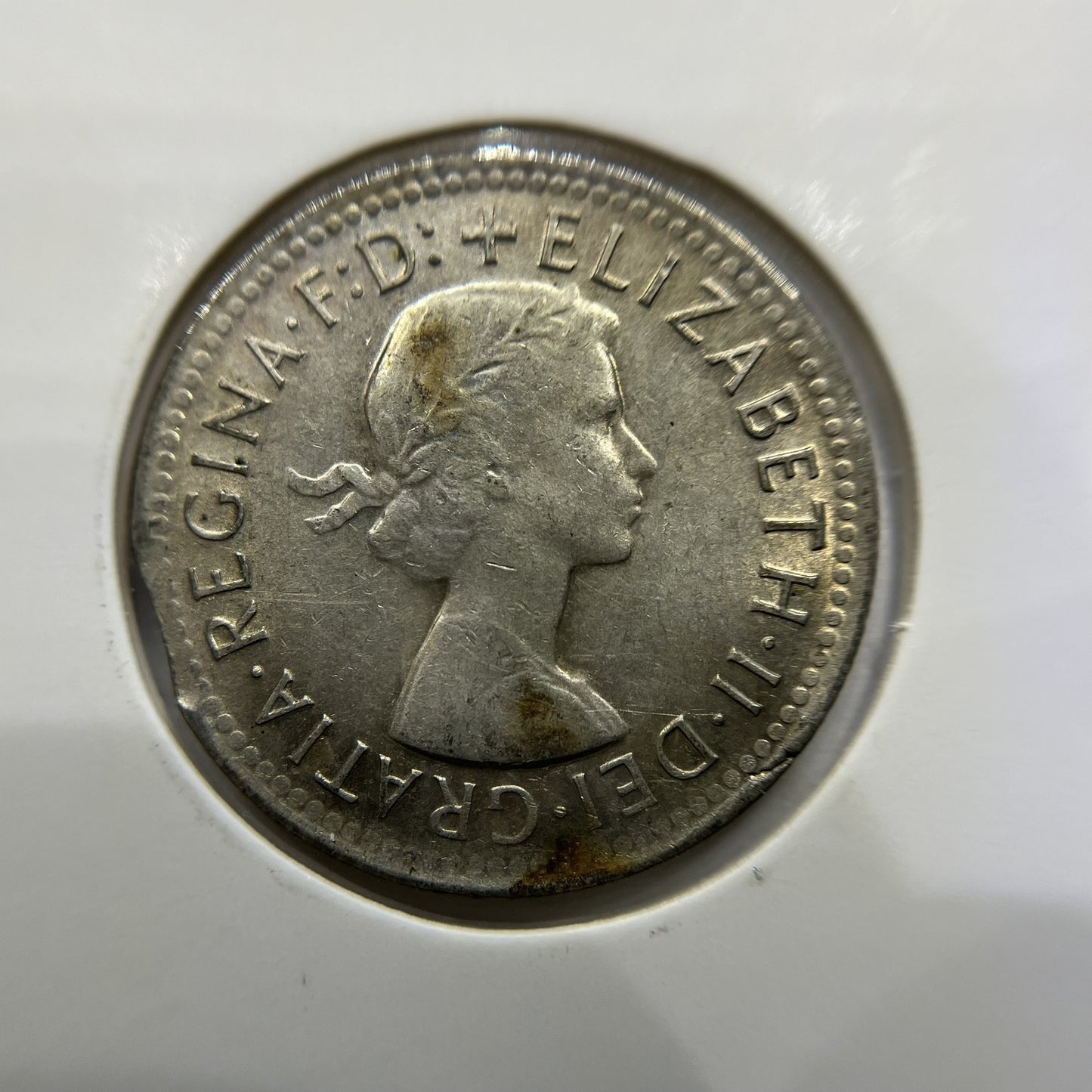1960 Shilling Error Coin - Clipped Planchet Rim Bite - Silver Elizabeth II