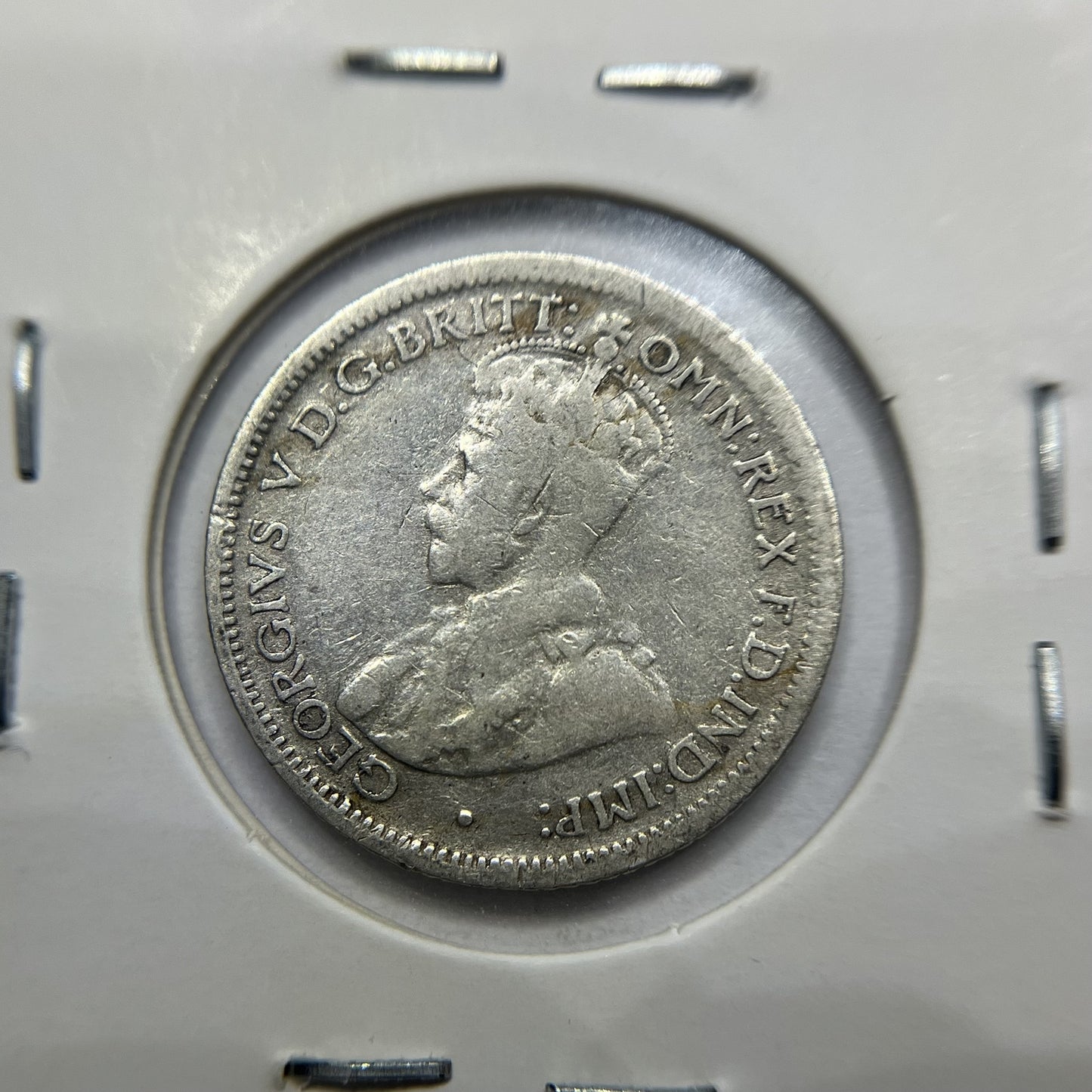 1922 Sixpence Coin - Good - 2 large Die Cracks Error George V Silver Australian