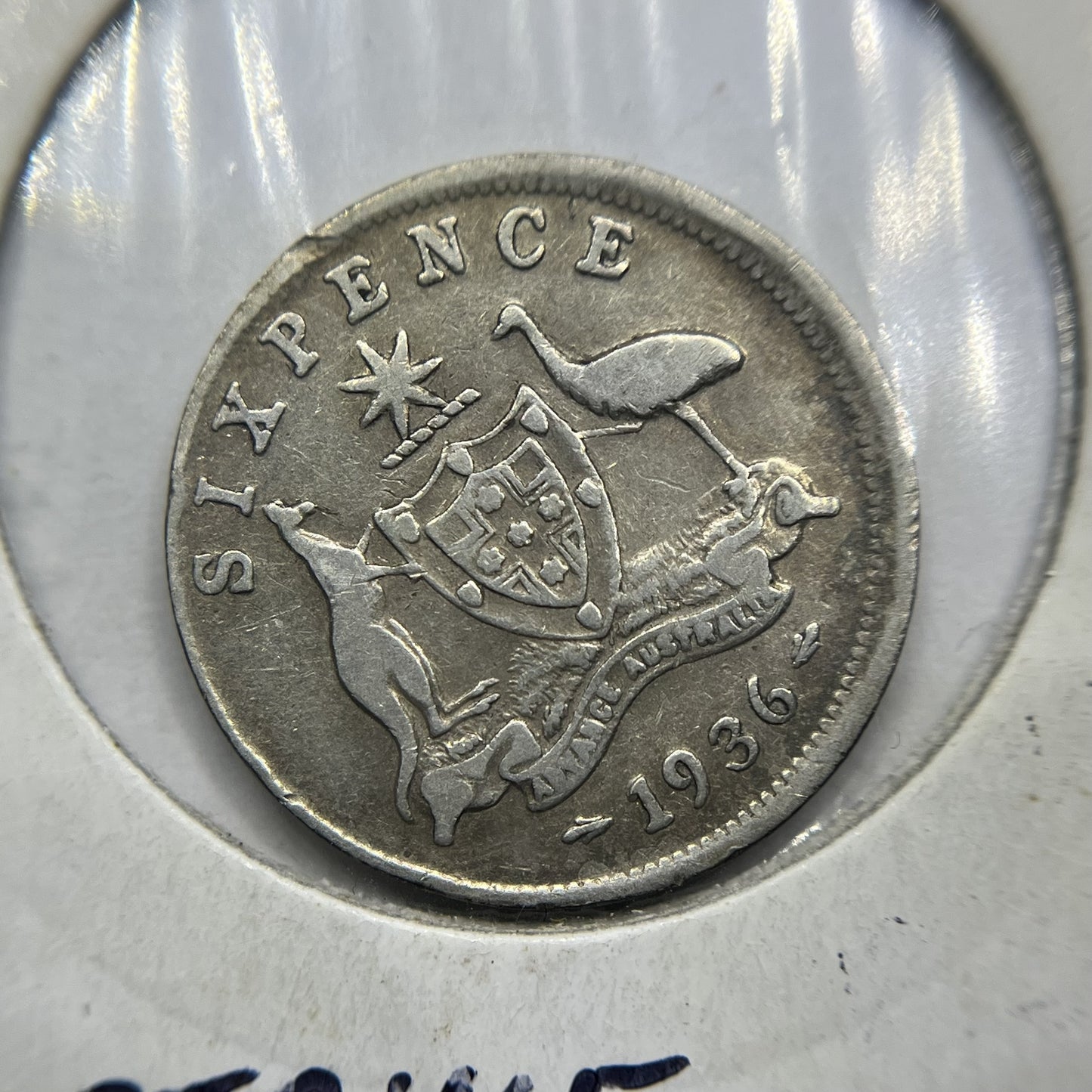 1936 Sixpence Error Coin - Struck out of Collar Lip - Silver George V