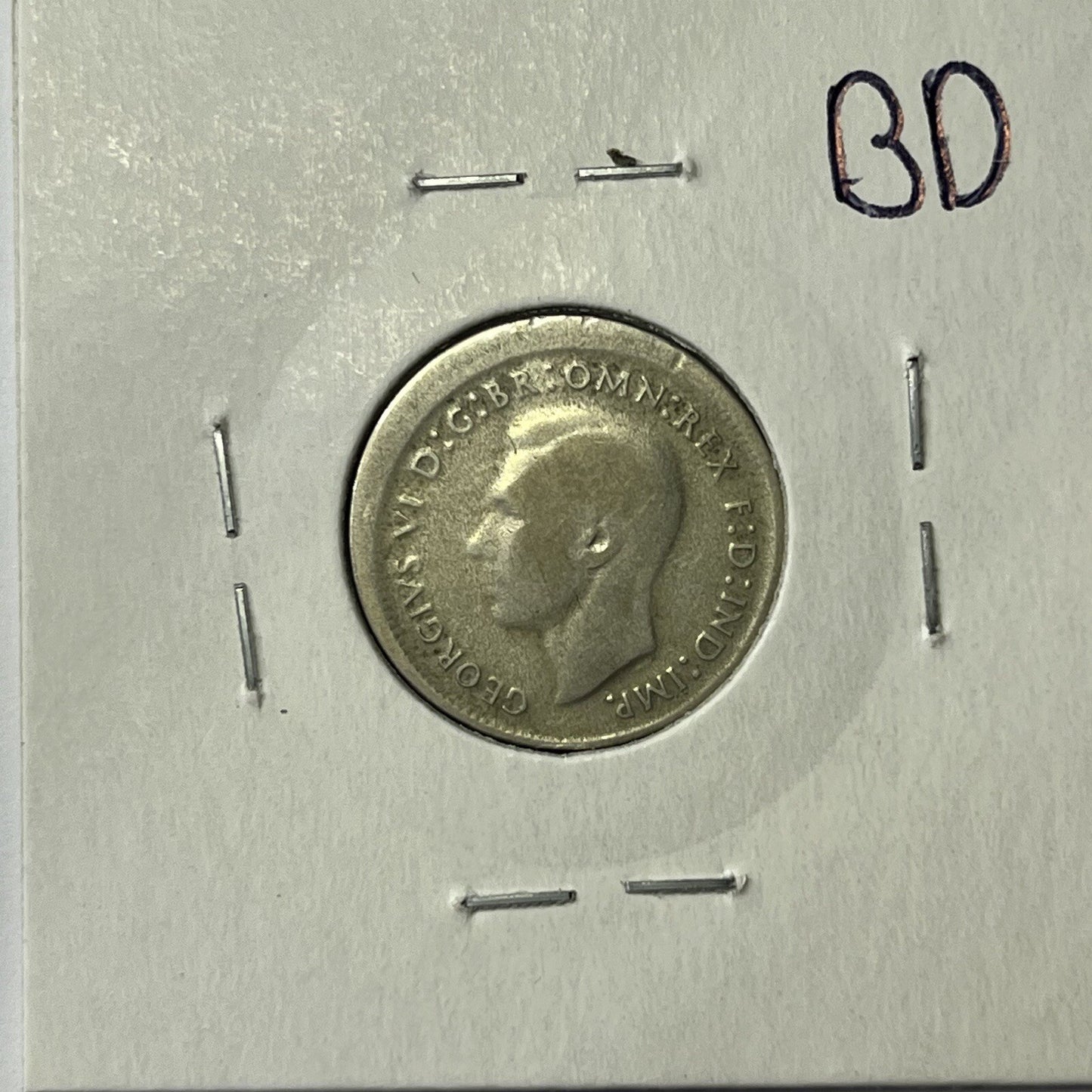 1948 Sixpence Coin - BroadStrike Misstrike Error - Silver Scarce Collar