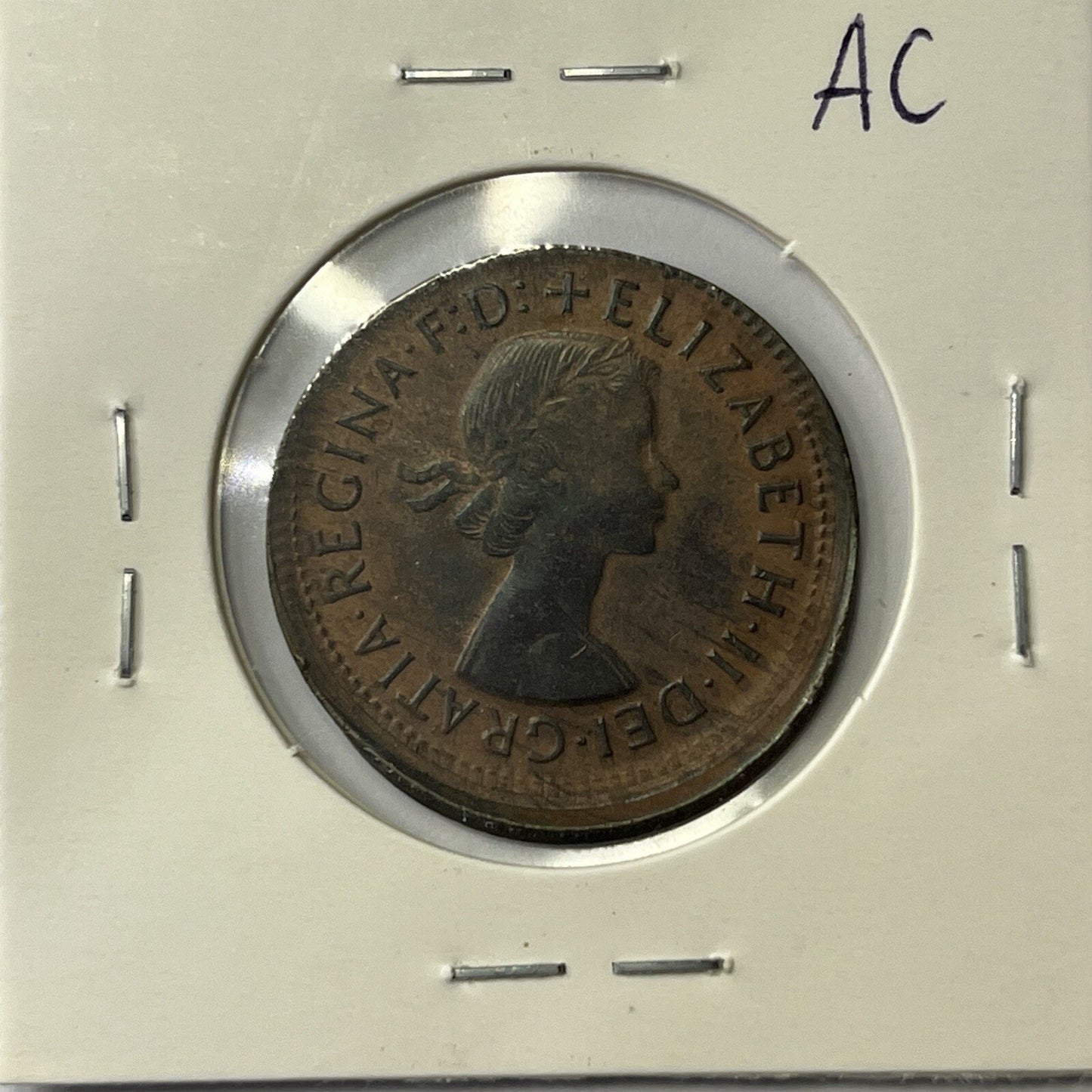 1963 Half Penny Coin - Off Centre Misstrike Error Lip - Scarce Predecimal Collar