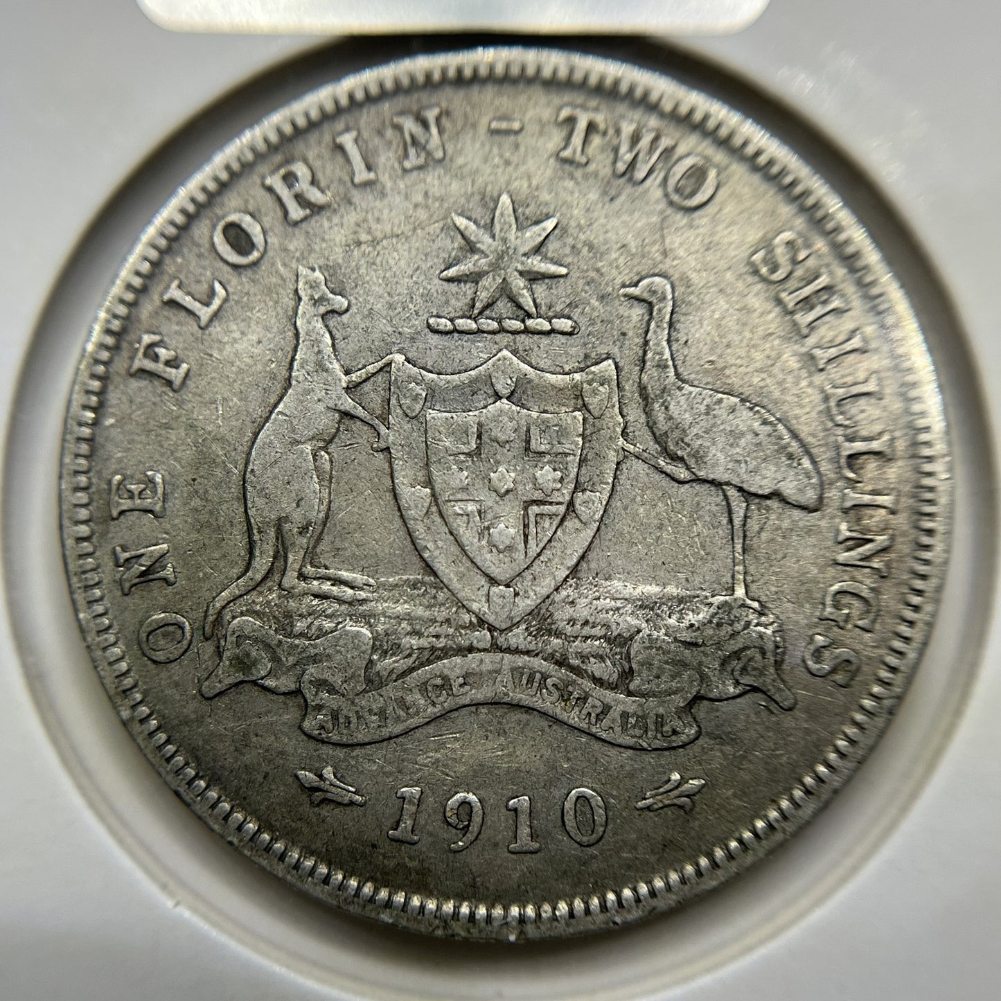 1910 Florin Coin - Very Fine - Edward VII Silver Predecimal First Year of Issue