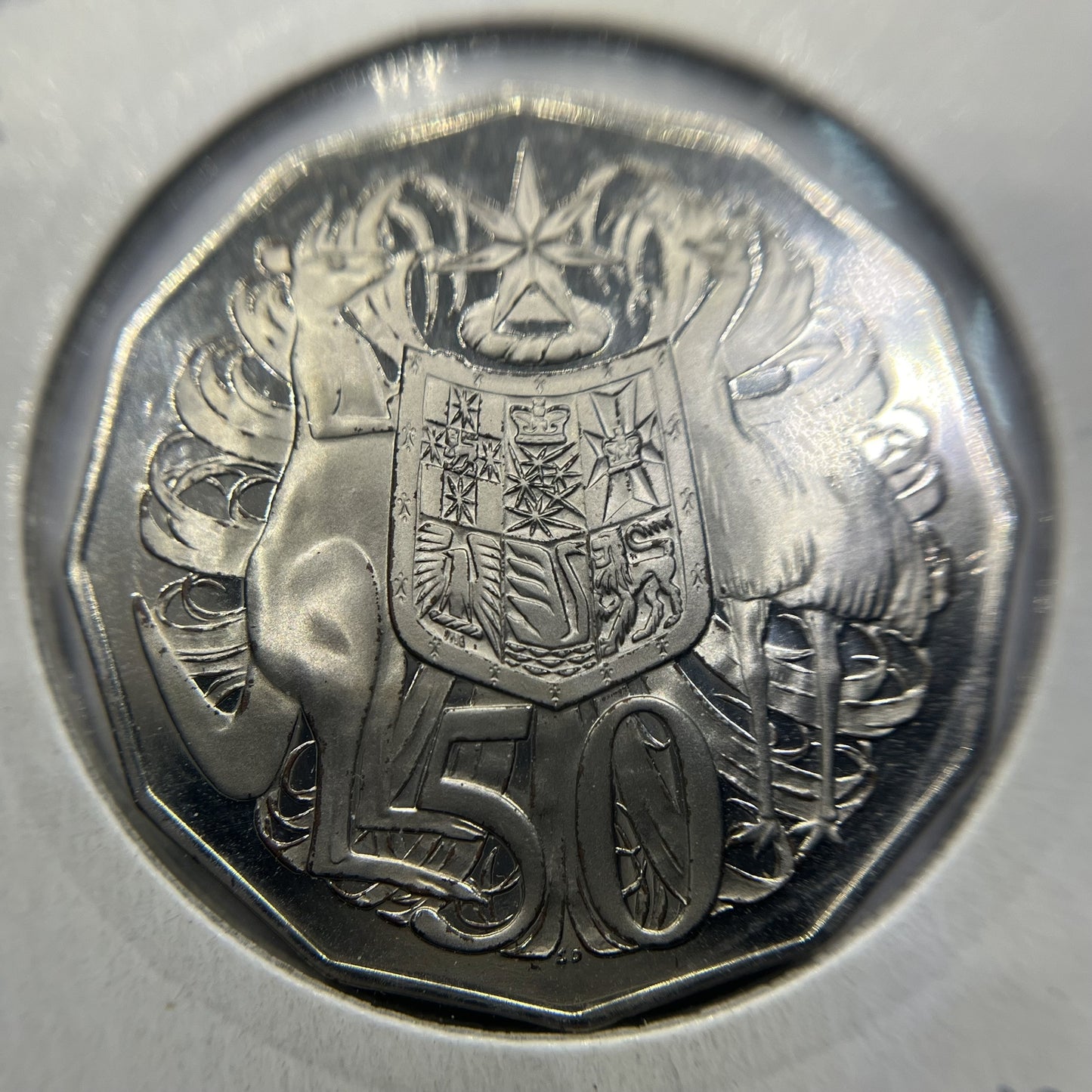 1971 Fifty 50 Cent Coin - Ex Proof Set Aged - Elizabeth II in 2x2