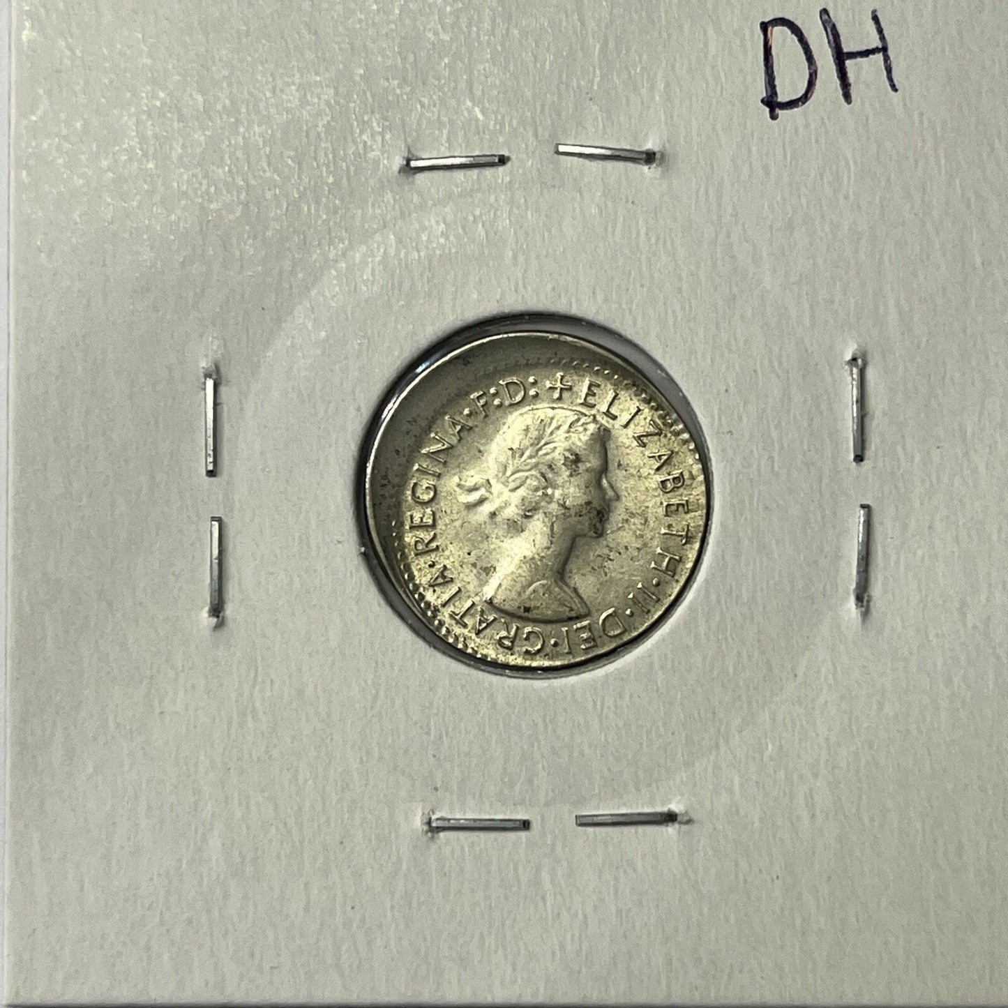 1964 Threepence Coin - BroadStrike Misstrike Large Error - Silver Scarce Collar