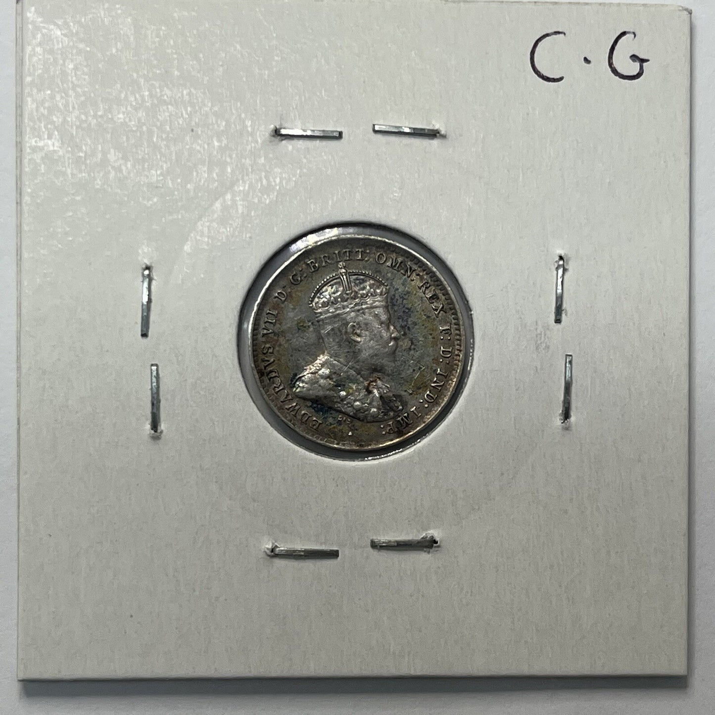 1910 Threepence Coin - almost Extremely Fine aEF - Predecimal Toned Edward II