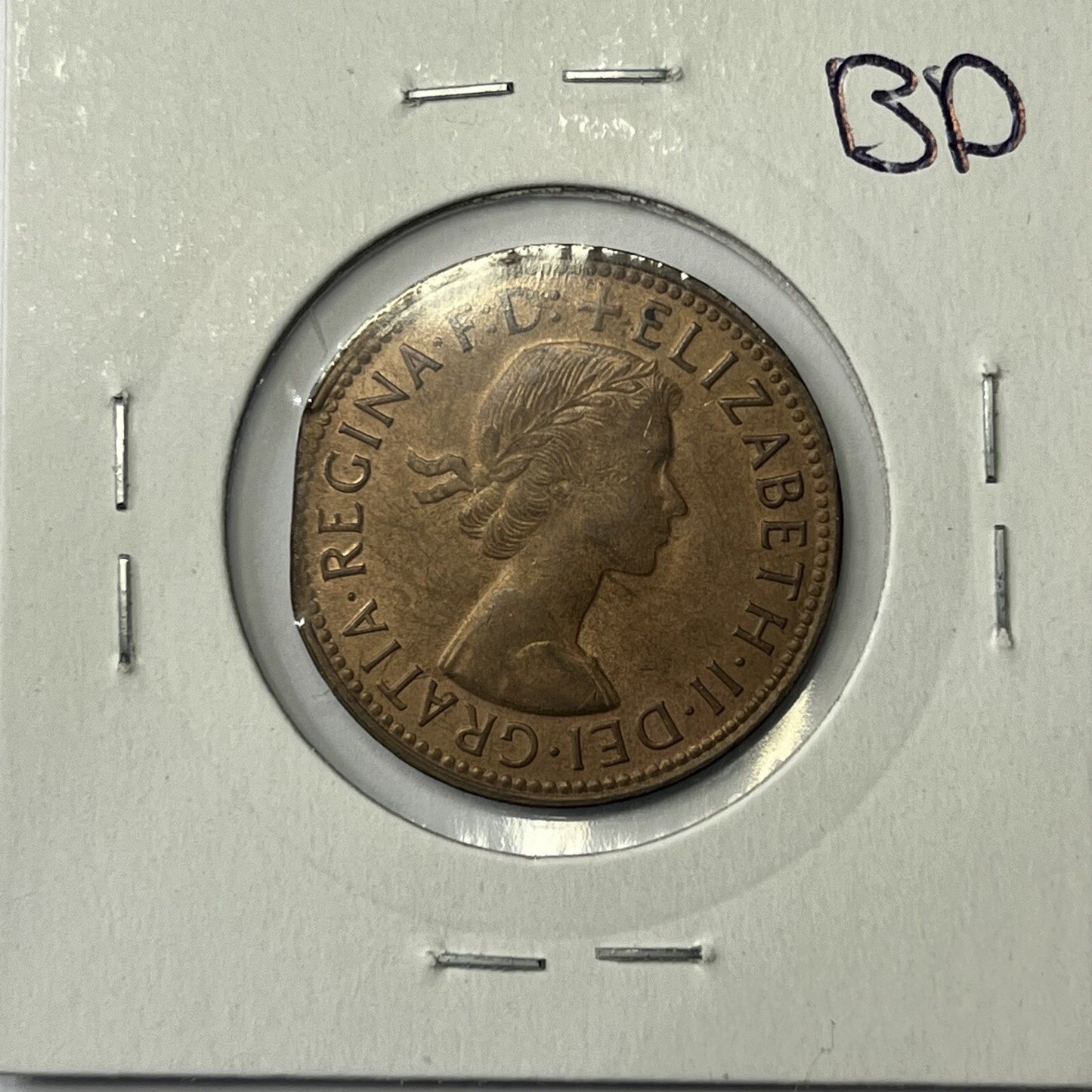 1963 Half Penny Coin - Clipped Planchet Rim Bite Error- Predecimal Straight Clip