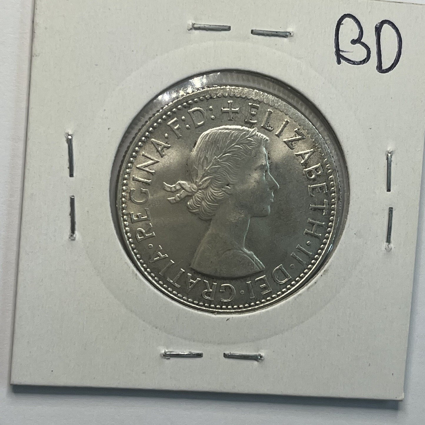1963 Florin Coin - UNC Off Centre Misstrike Error LIP - Scarce Predecimal Collar