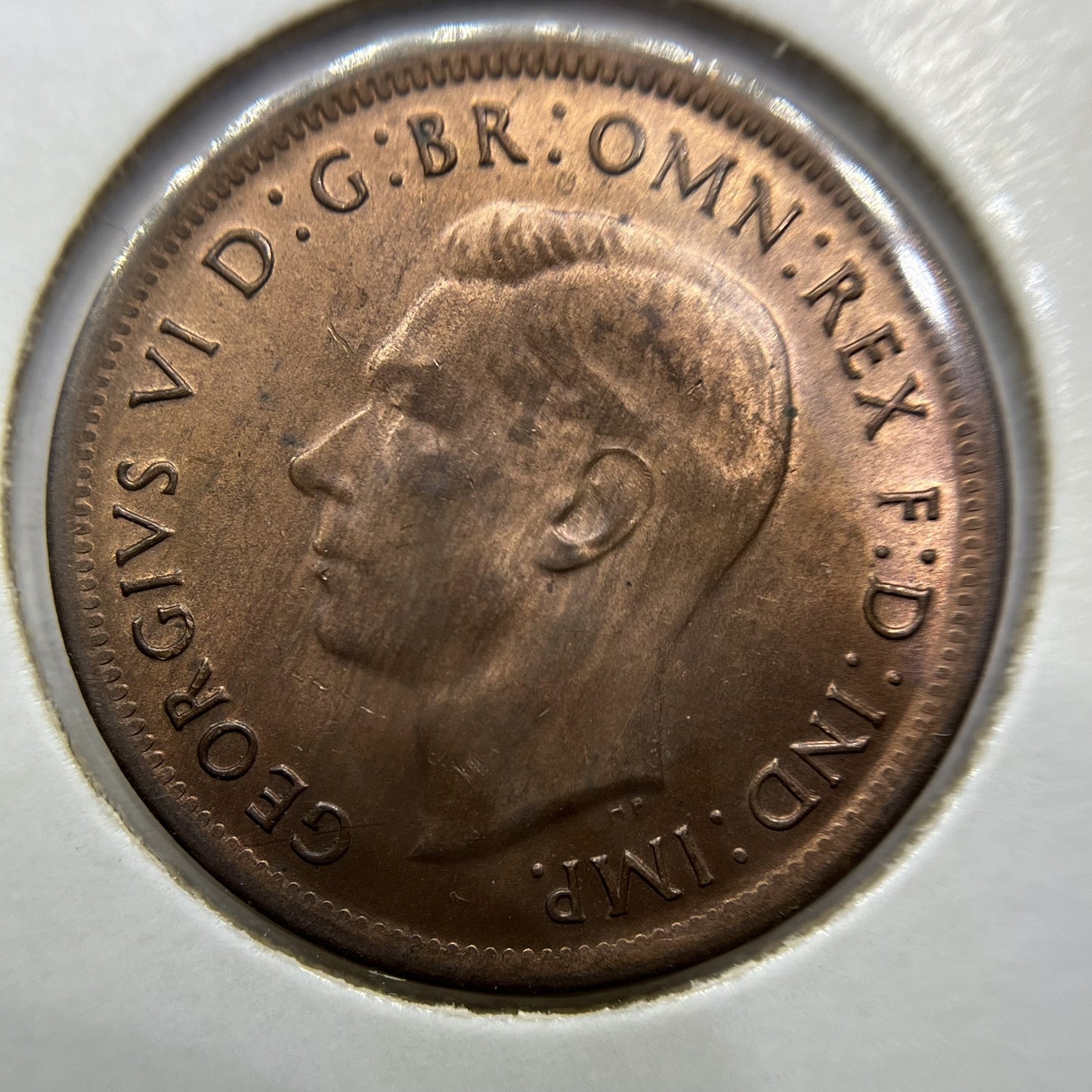 1943 Half Penny Coin - Choice Uncirculated Red - George VI Predecimal