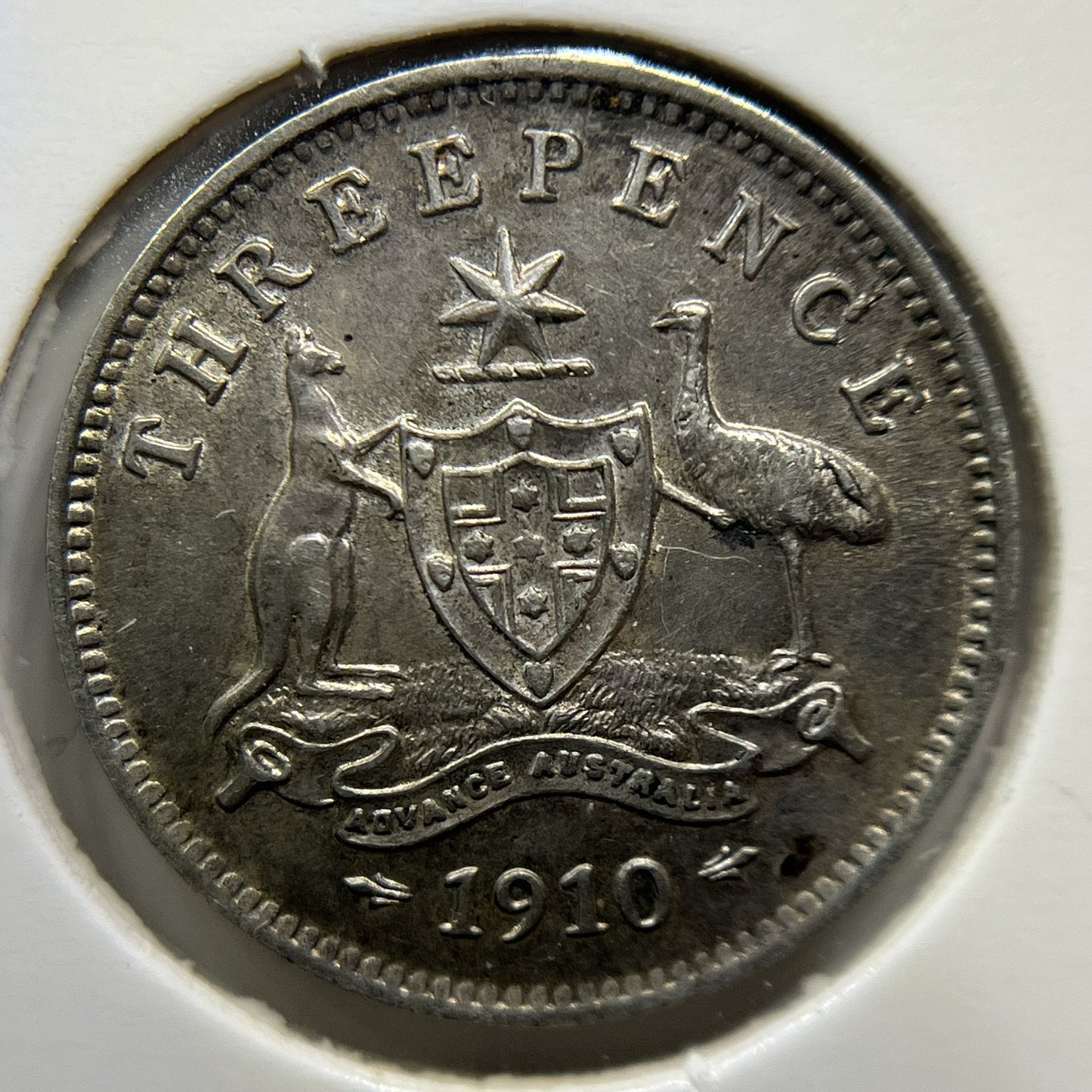 1910 Threepence Coin - Extremely Fine Emu CUD - Silver Edward VI