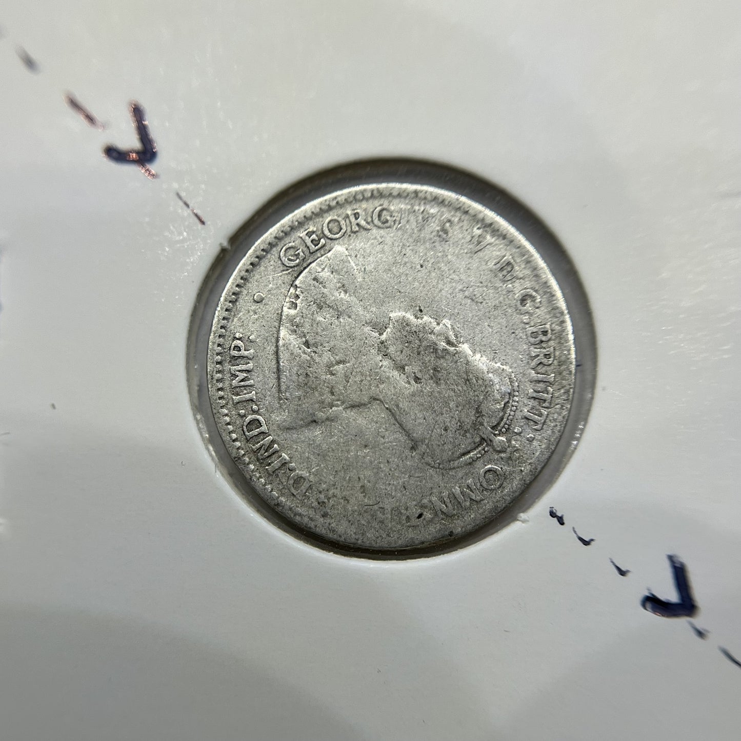 1912 Threepence Coin - Very Good Upset Rotation Error - Silver George V