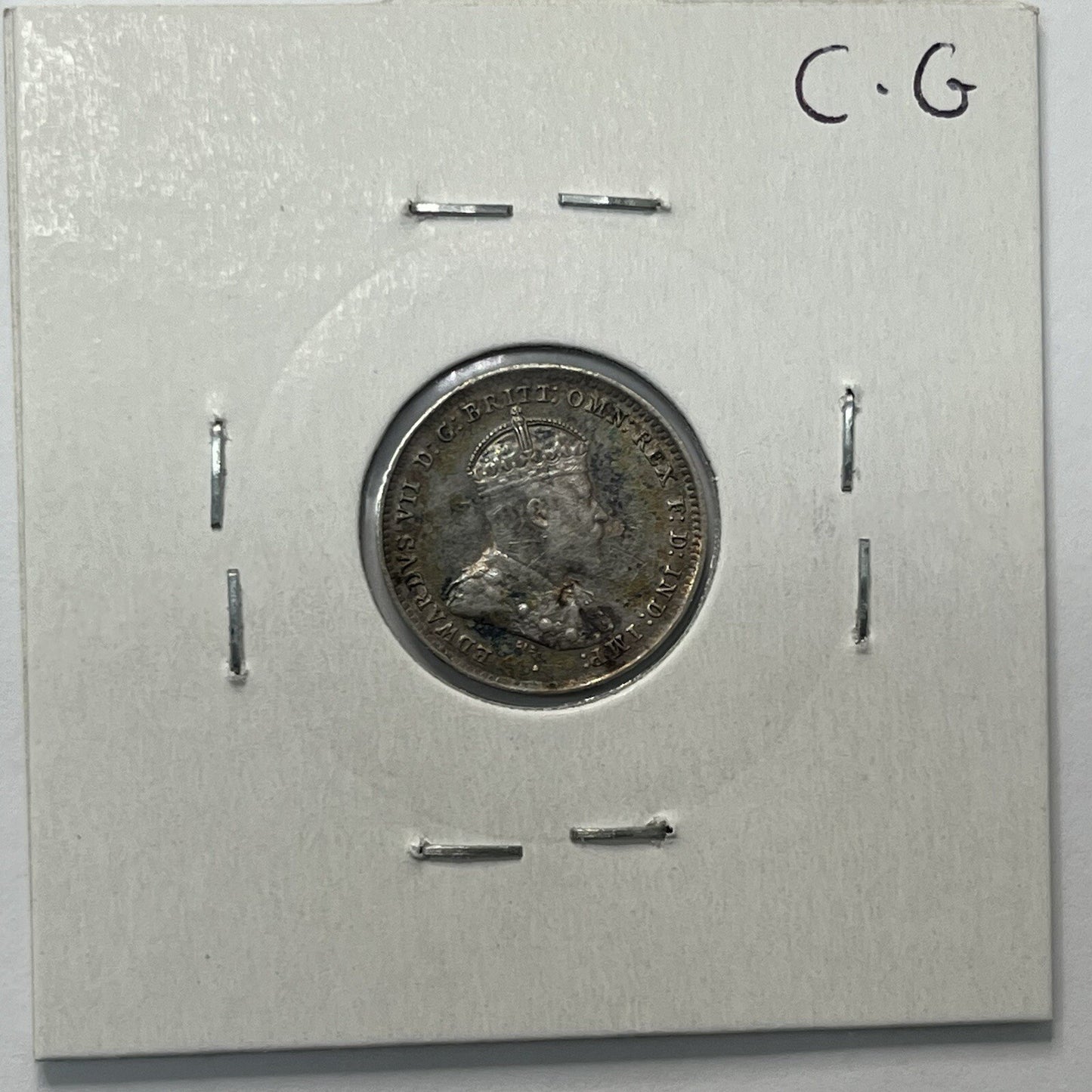 1910 Threepence Coin - almost Extremely Fine aEF - Predecimal Toned Edward II