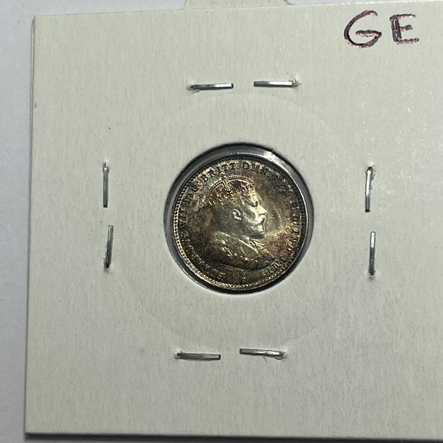 1910 Threepence Coin - Uncirculated Beautiful Toning - Silver Edward VII