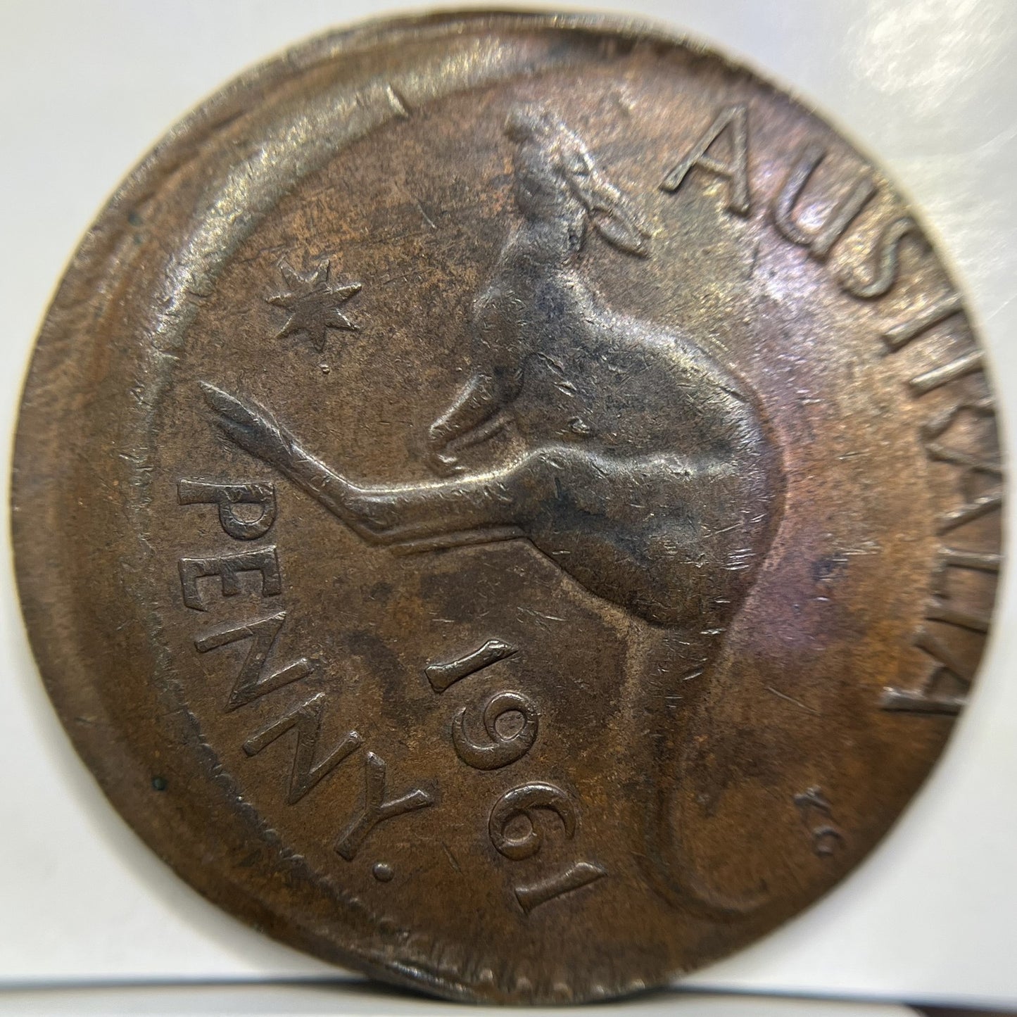 1961 Penny Error Coin - Major Off Centre Strike with Lip EF - Scarce Predecimal