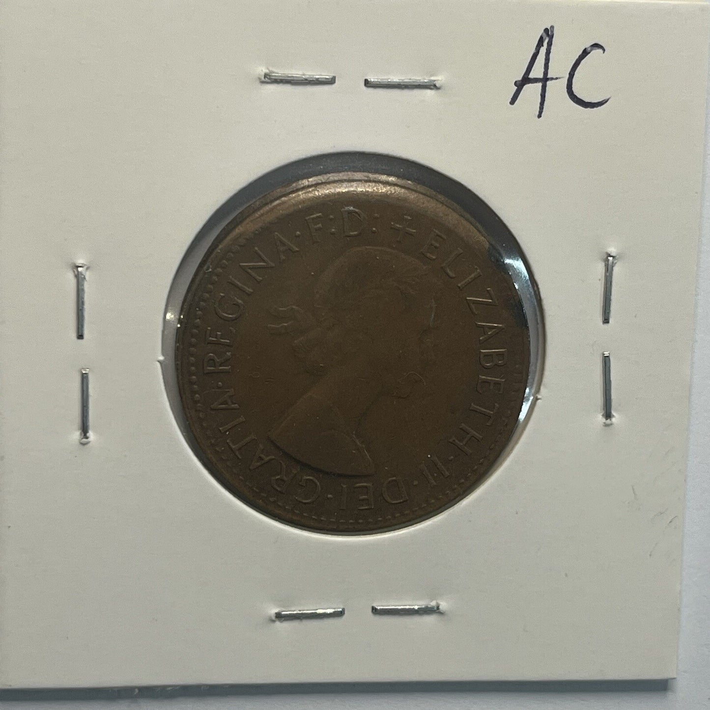 1959 Half Penny Coin - Off Centre Misstrike Error Lip - Scarce Predecimal Collar