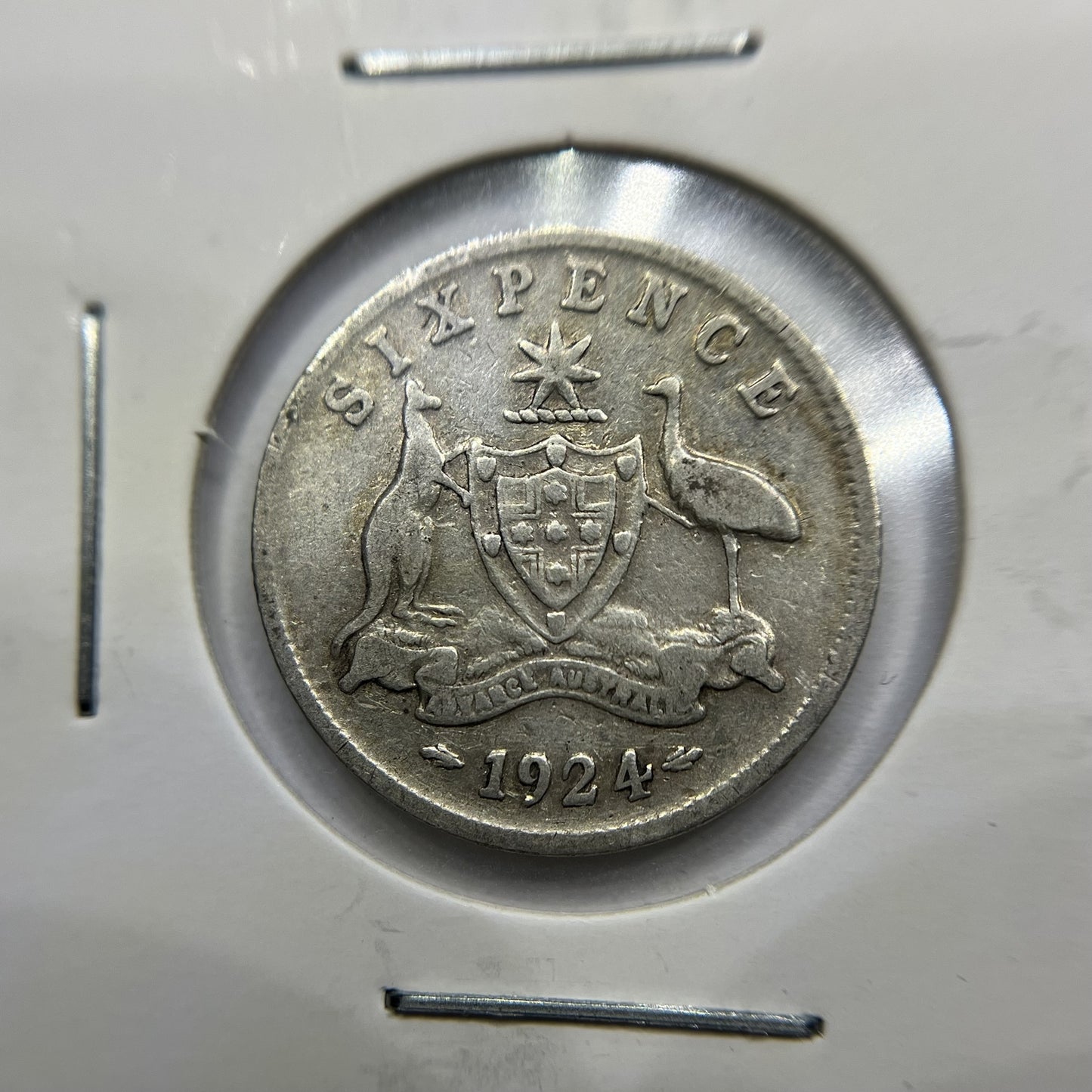 1924 Sixpence Coin - Very Good - George V Silver Predecimal Australian