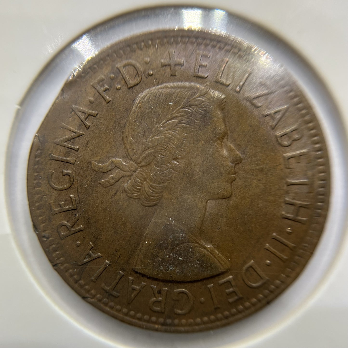1964 Penny Error Coin - Clipped Planchet Rim Bite - Predecimal Elizabeth II