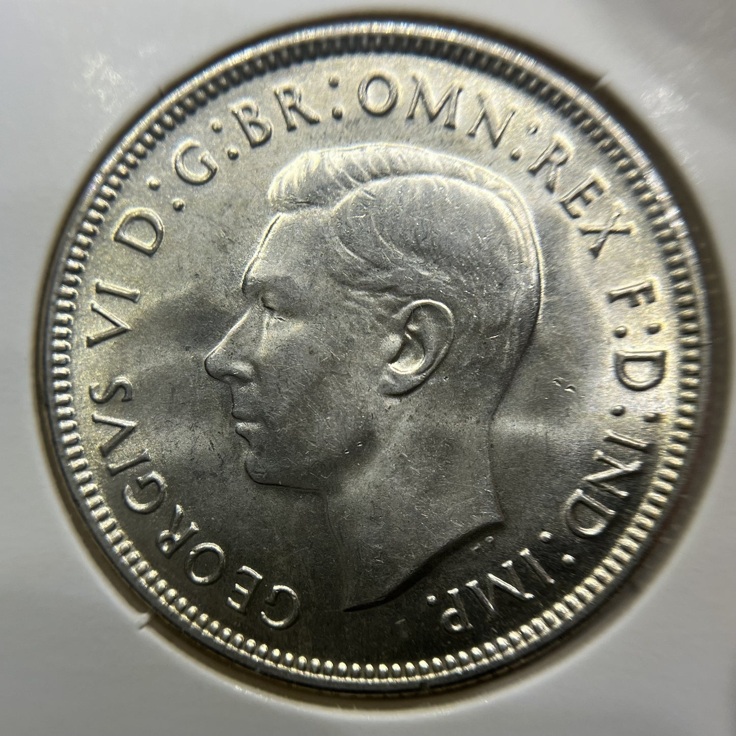 1943 s Florin Coin - Uncirculated Lustre - George VI Silver Predecimal