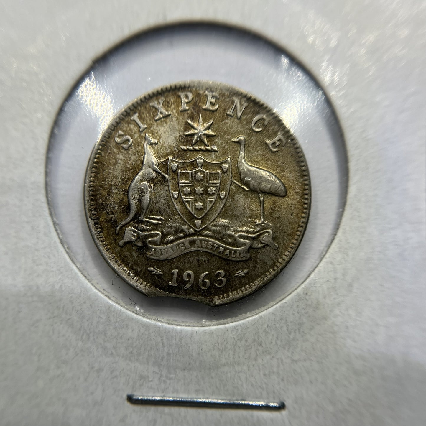 1963 Sixpence Error Coin - Clipped Planchet Rim Bite - Silver Elizabeth II