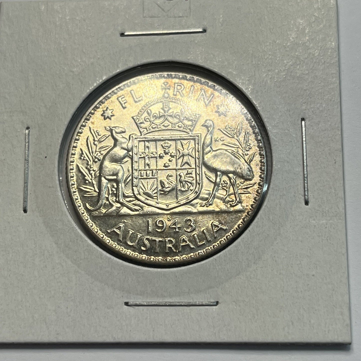 1943 s Florin Coin - almost Uncirculated - George VI Silver Predecimal