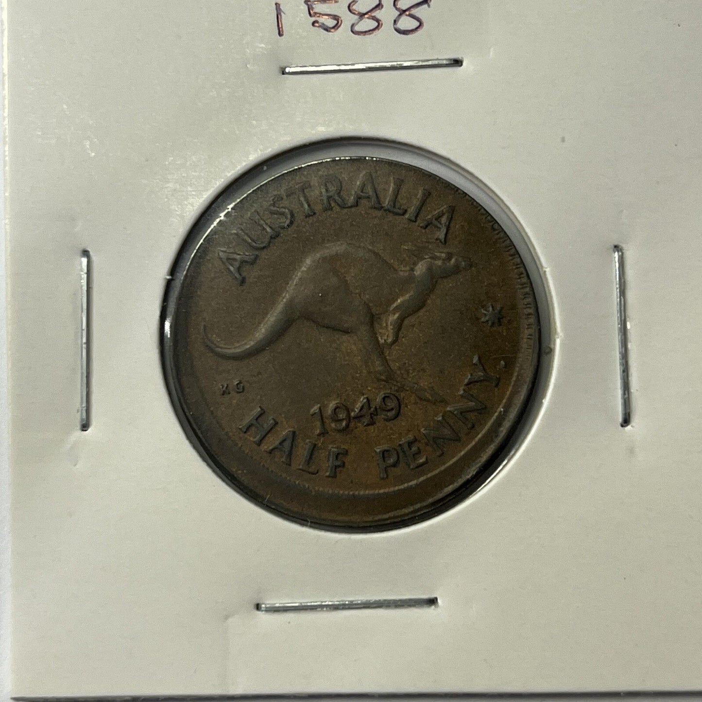 1949 Half Penny Coin - Off Centre Misstrike Error Lip - Scarce Predecimal Collar