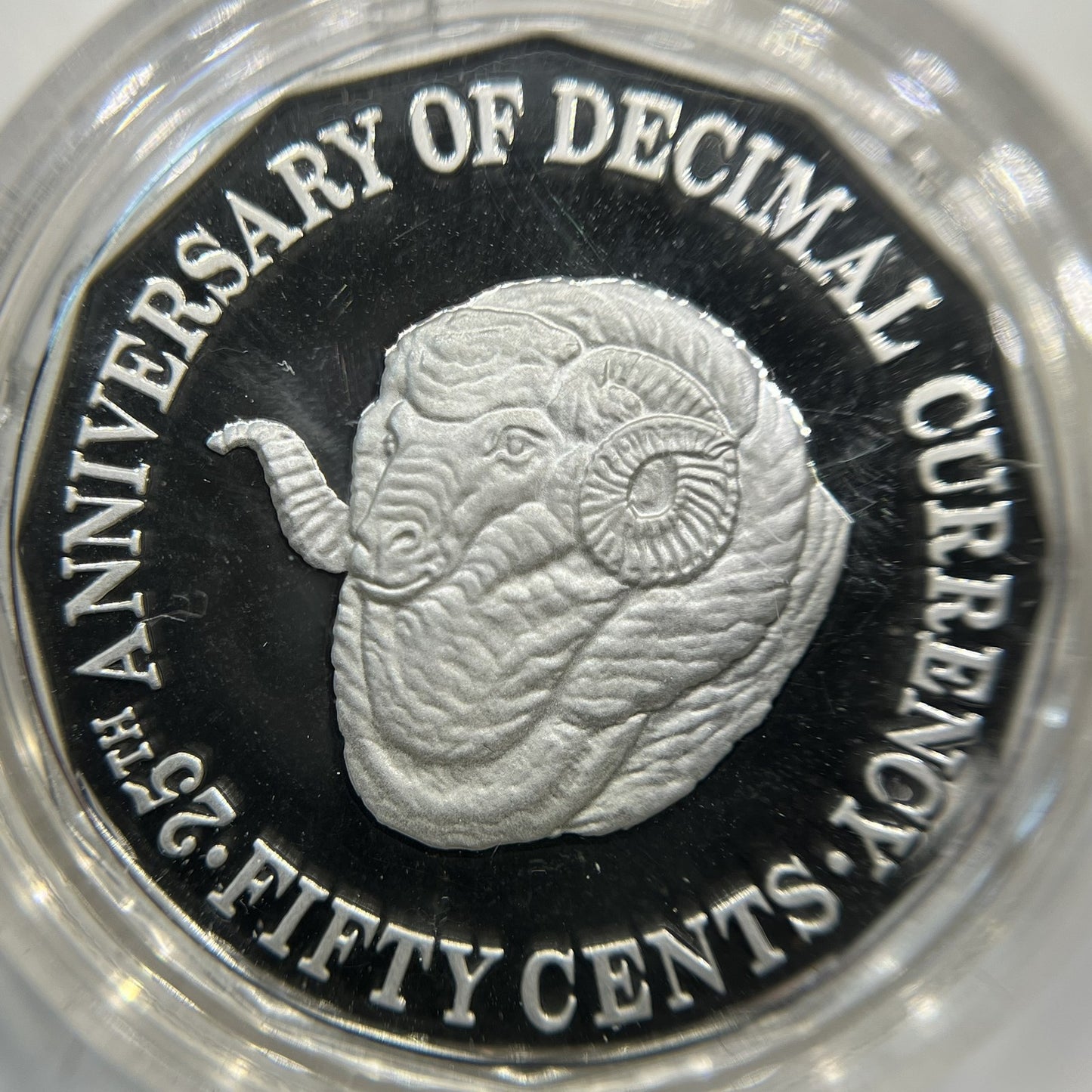 1991 Silver 50 Fifty Cent Proof Rams Head Coin - Ex Masterpieces in Silver Set -